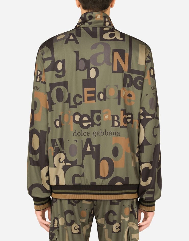 Dolce & Gabbana All-Over Logo Print Zip-Up Sweatshirt