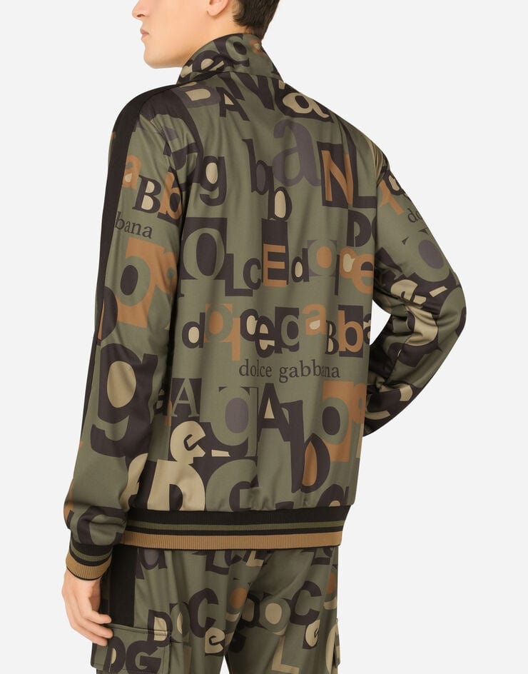 Dolce & Gabbana All-Over Logo Print Zip-Up Sweatshirt