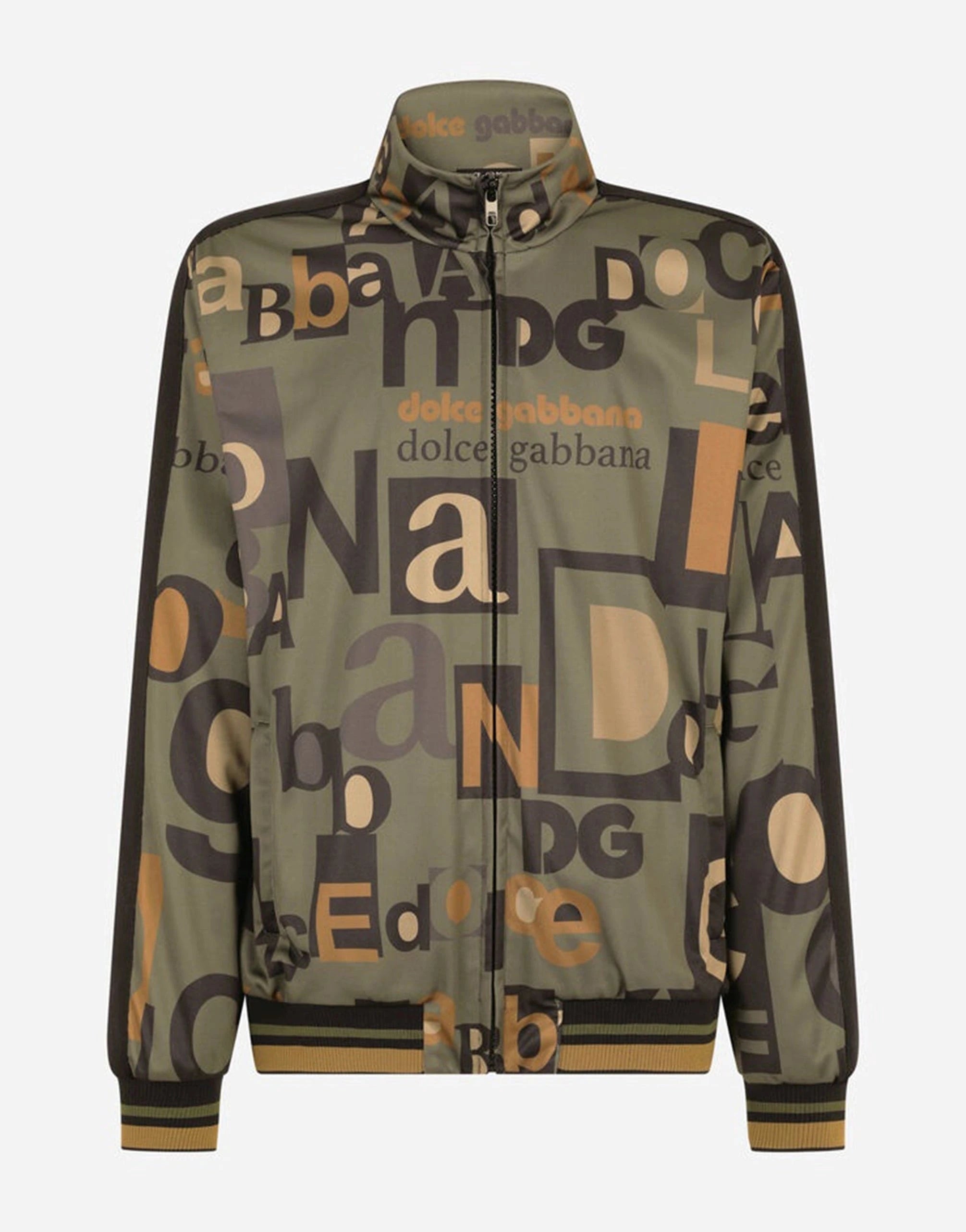 Dolce & Gabbana All-Over Logo Print Zip-Up Sweatshirt