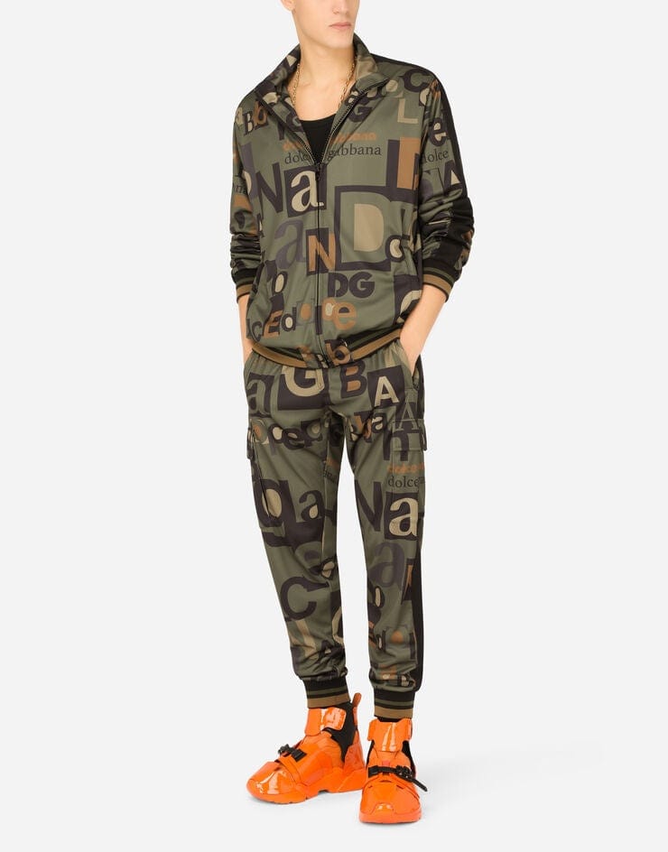 Dolce & Gabbana All-Over Logo Print Zip-Up Sweatshirt