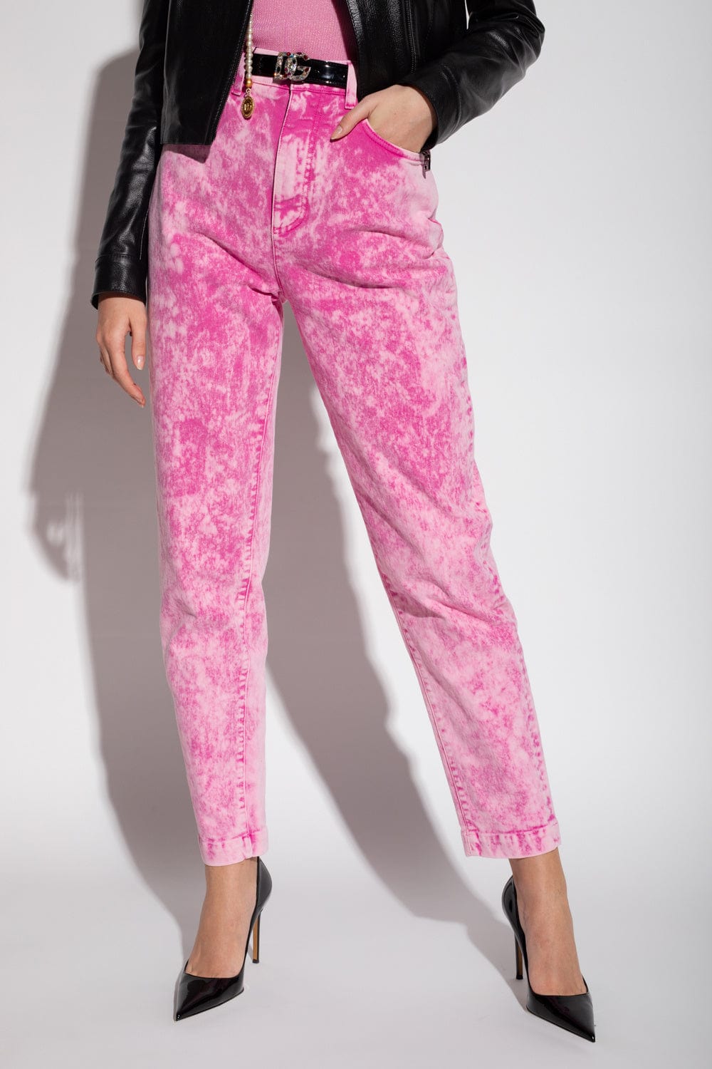 Dolce & Gabbana Amber Marbled Denim Boyfriend Jeans