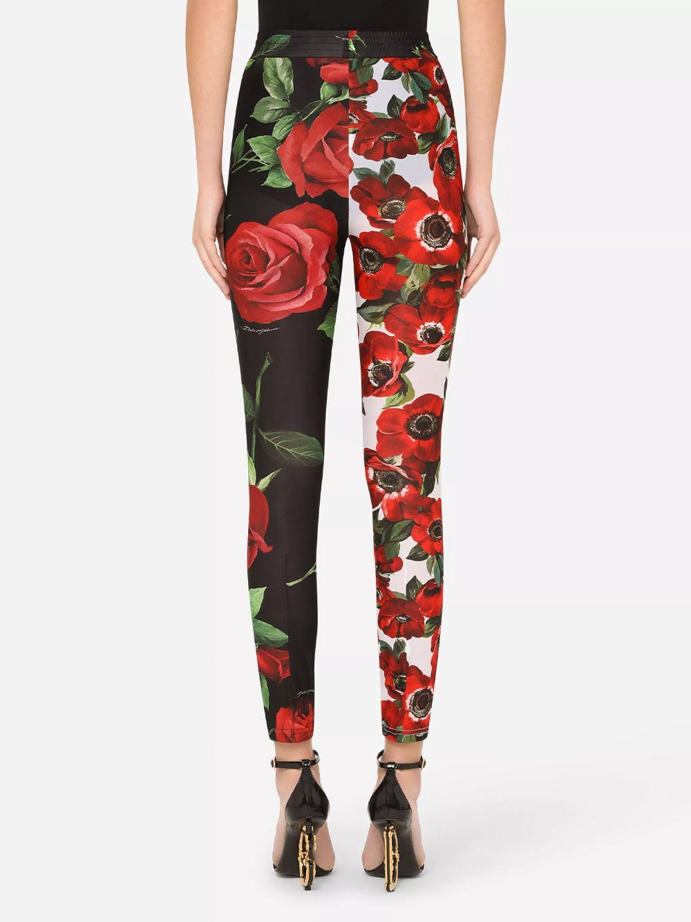 Dolce & Gabbana Anemone And Rose Print Jersey Leggings