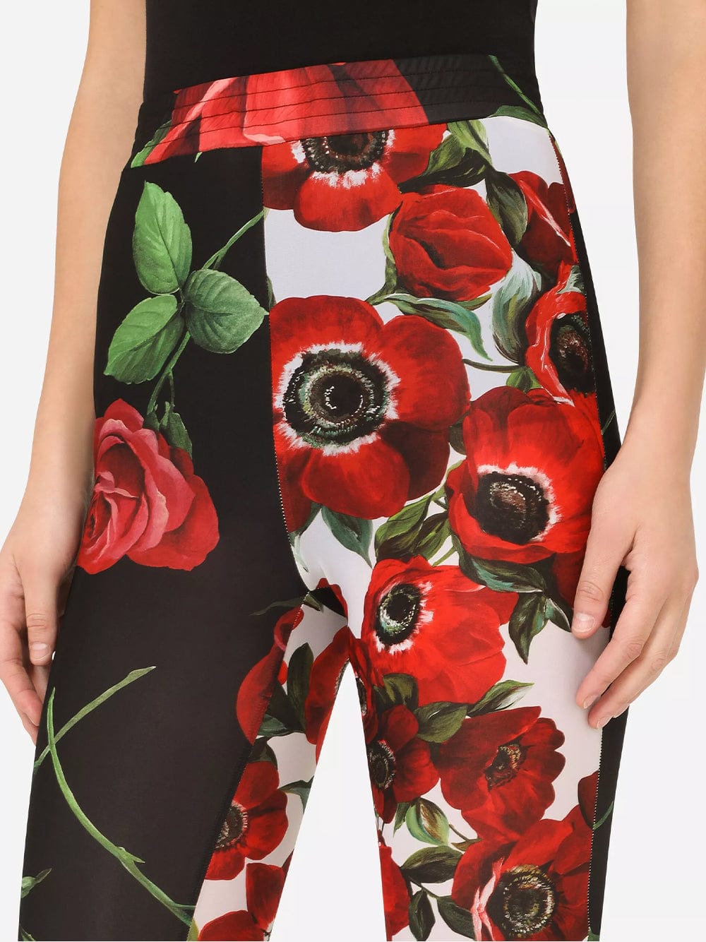Dolce & Gabbana Anemone And Rose Print Jersey Leggings