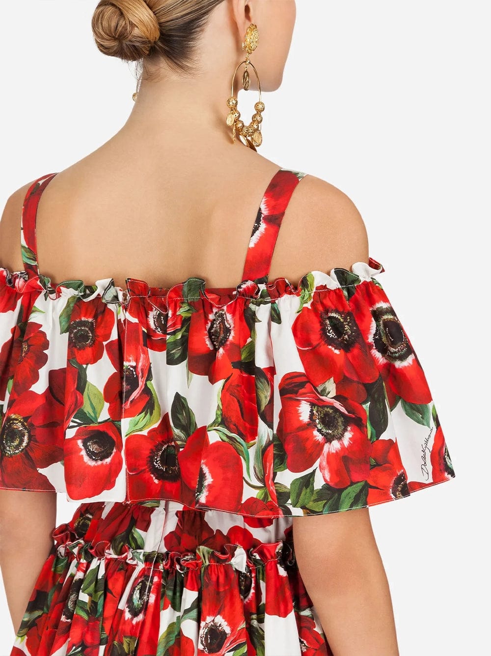 Dolce & Gabbana Anemone Print Short Cotton Dress