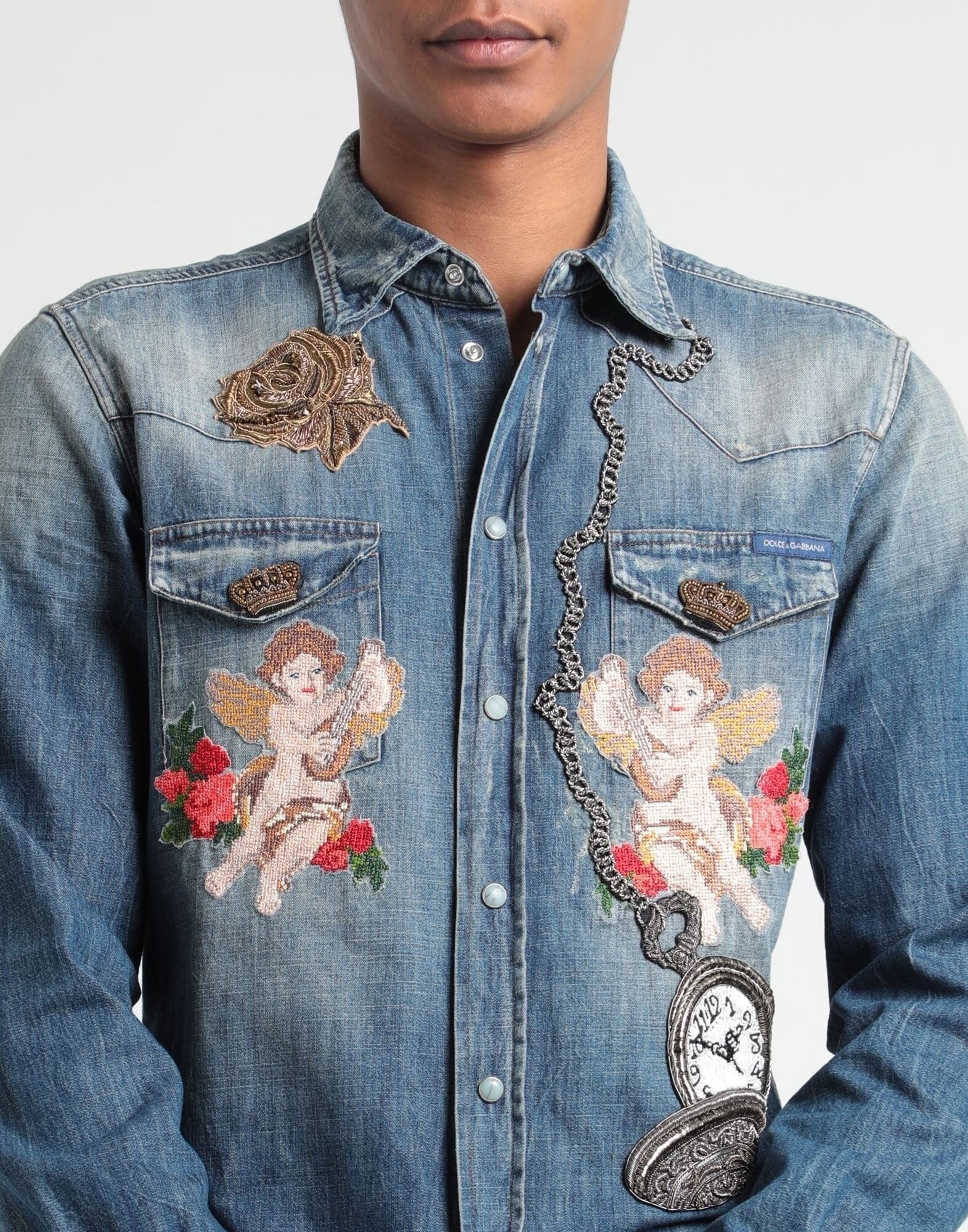 Dolce & Gabbana Angels Patch Denim Shirt