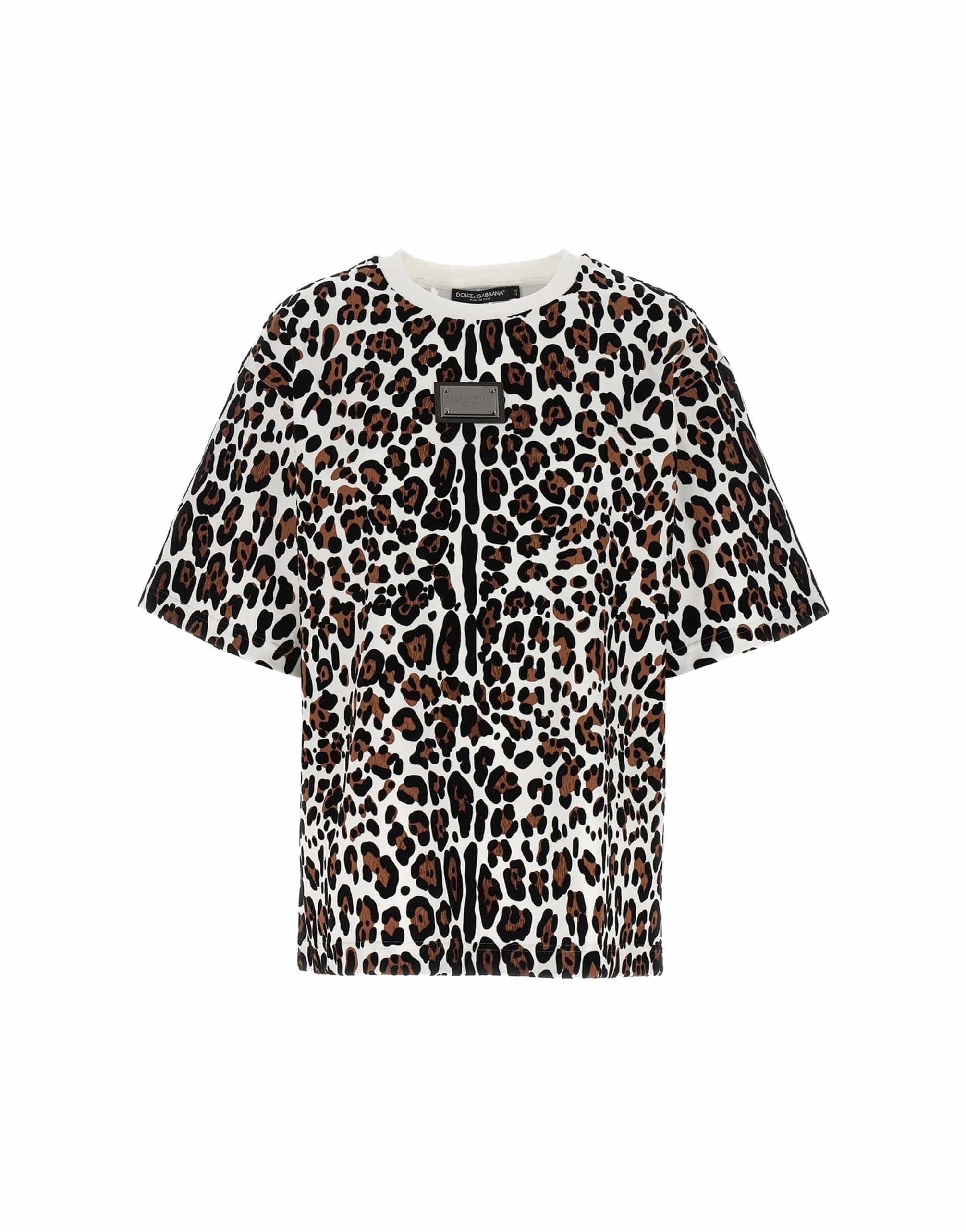 Dolce & Gabbana Dolce & Gabbana Animal Print Logo Plaque T-Shirt