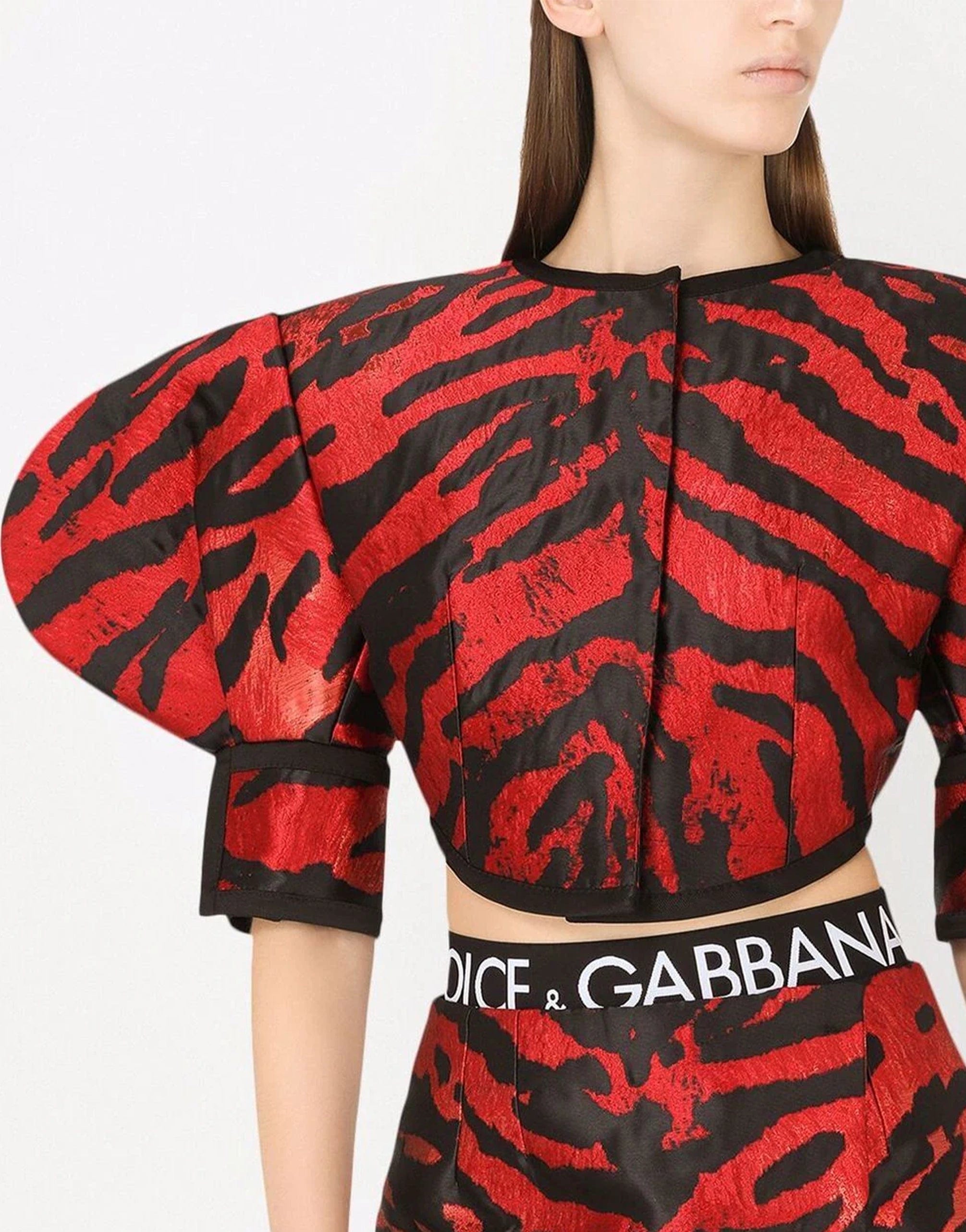 Dolce & Gabbana Animal-Print Short-Sleeve Jacket