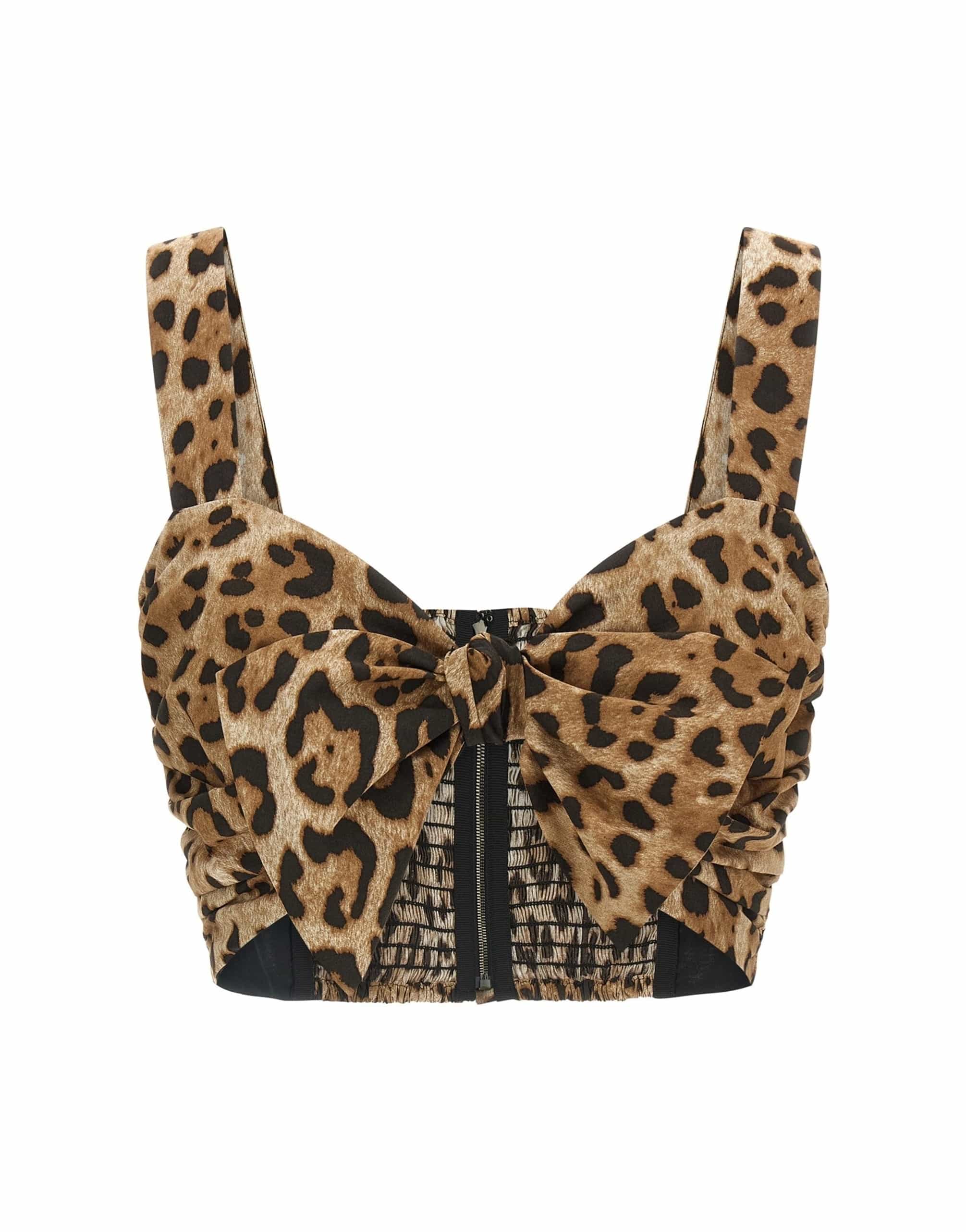 Dolce & Gabbana Dolce & Gabbana Animal Print Sweetheart Bow Top