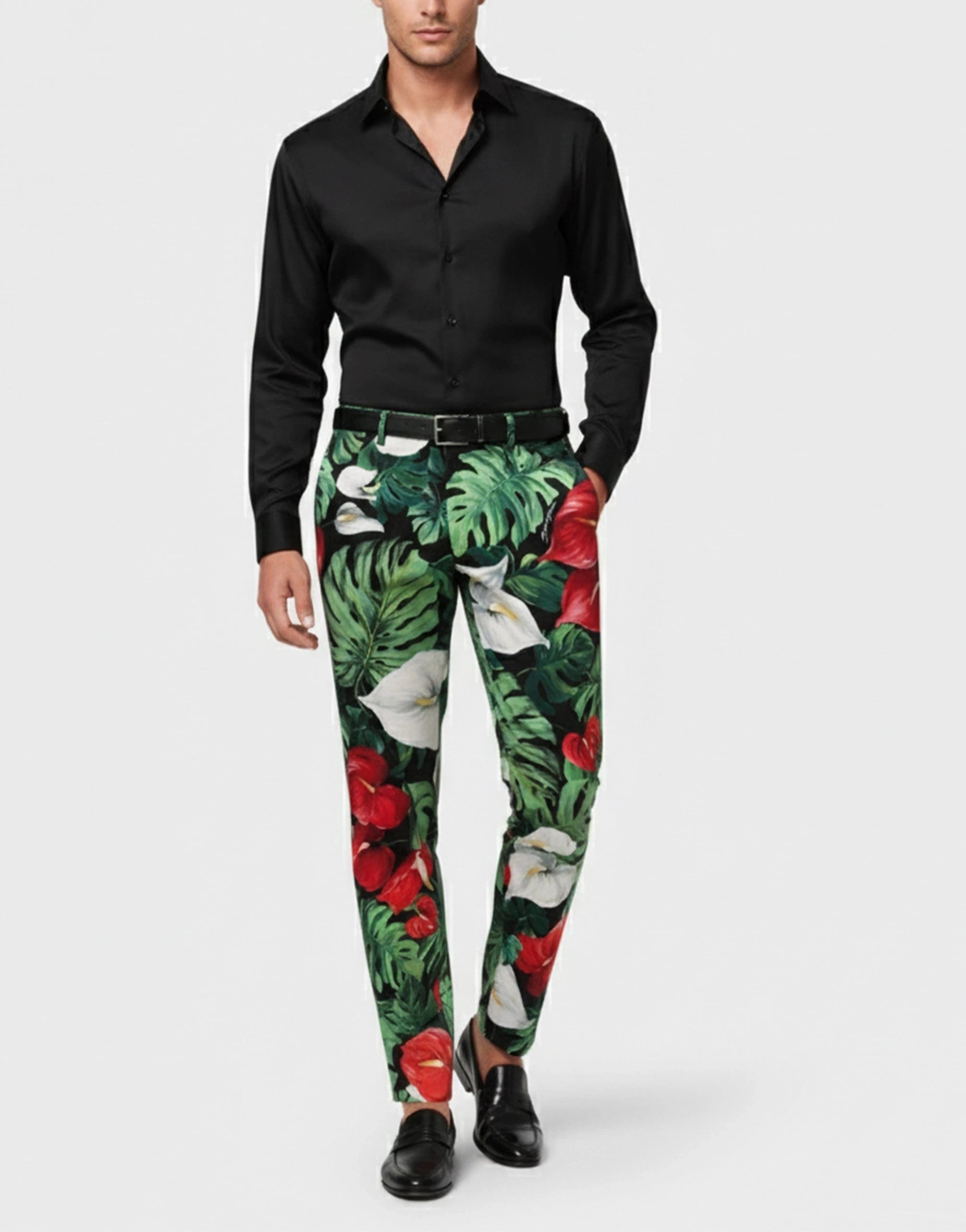 Dolce & Gabbana Anthurium Print Lounge Trousers | Sendegaro