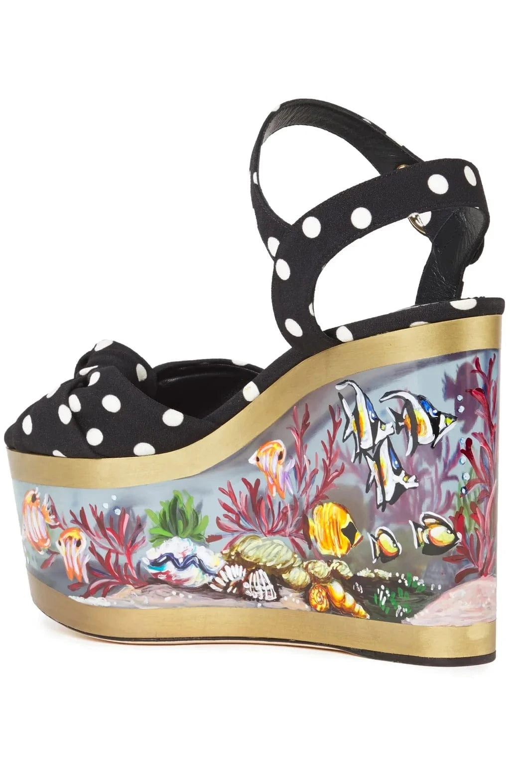 Dolce & Gabbana Aquarium-Print Polka-Dot Wedge Sandals