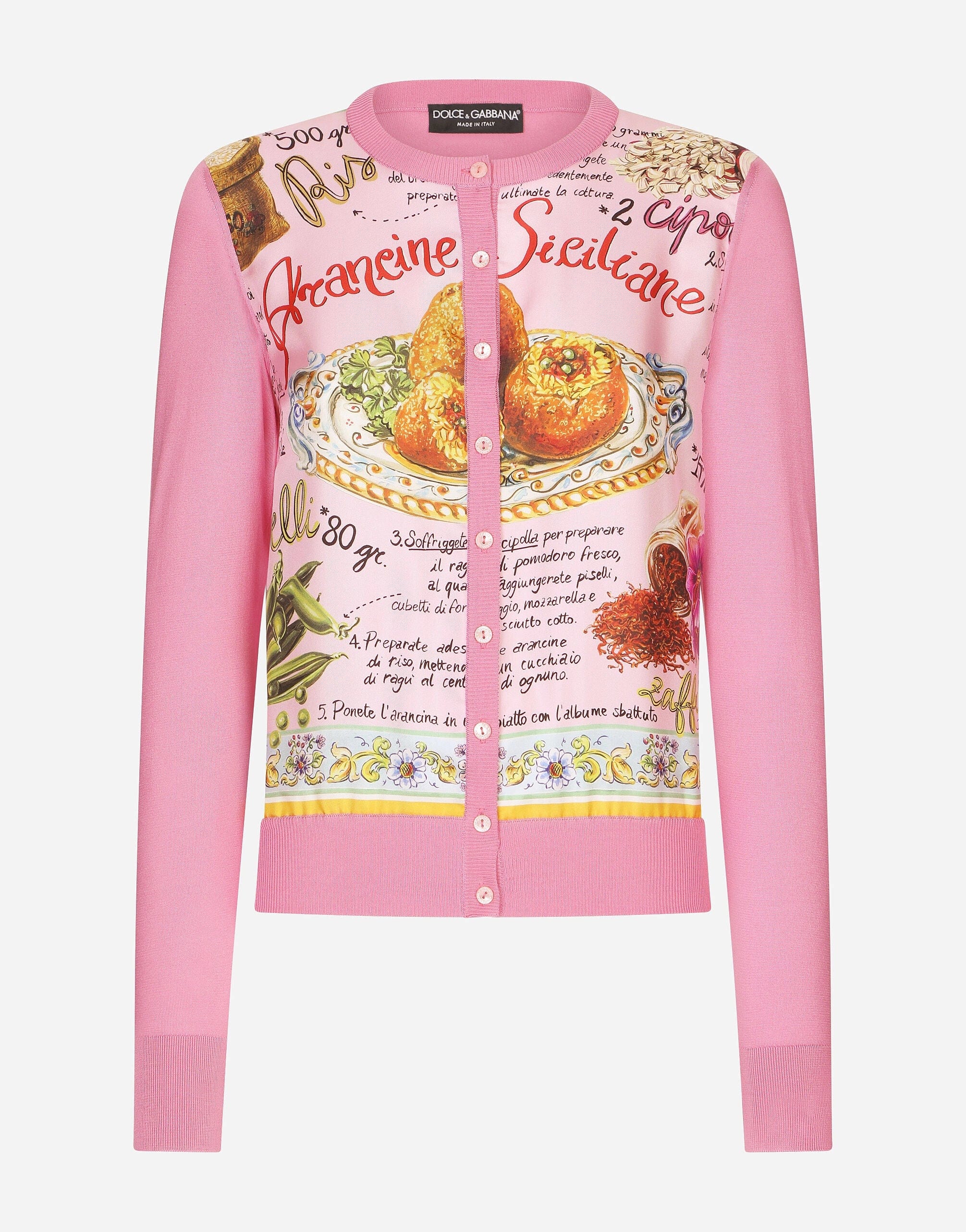 Dolce & Gabbana Arancini-Print Silk And Twill Cardigan