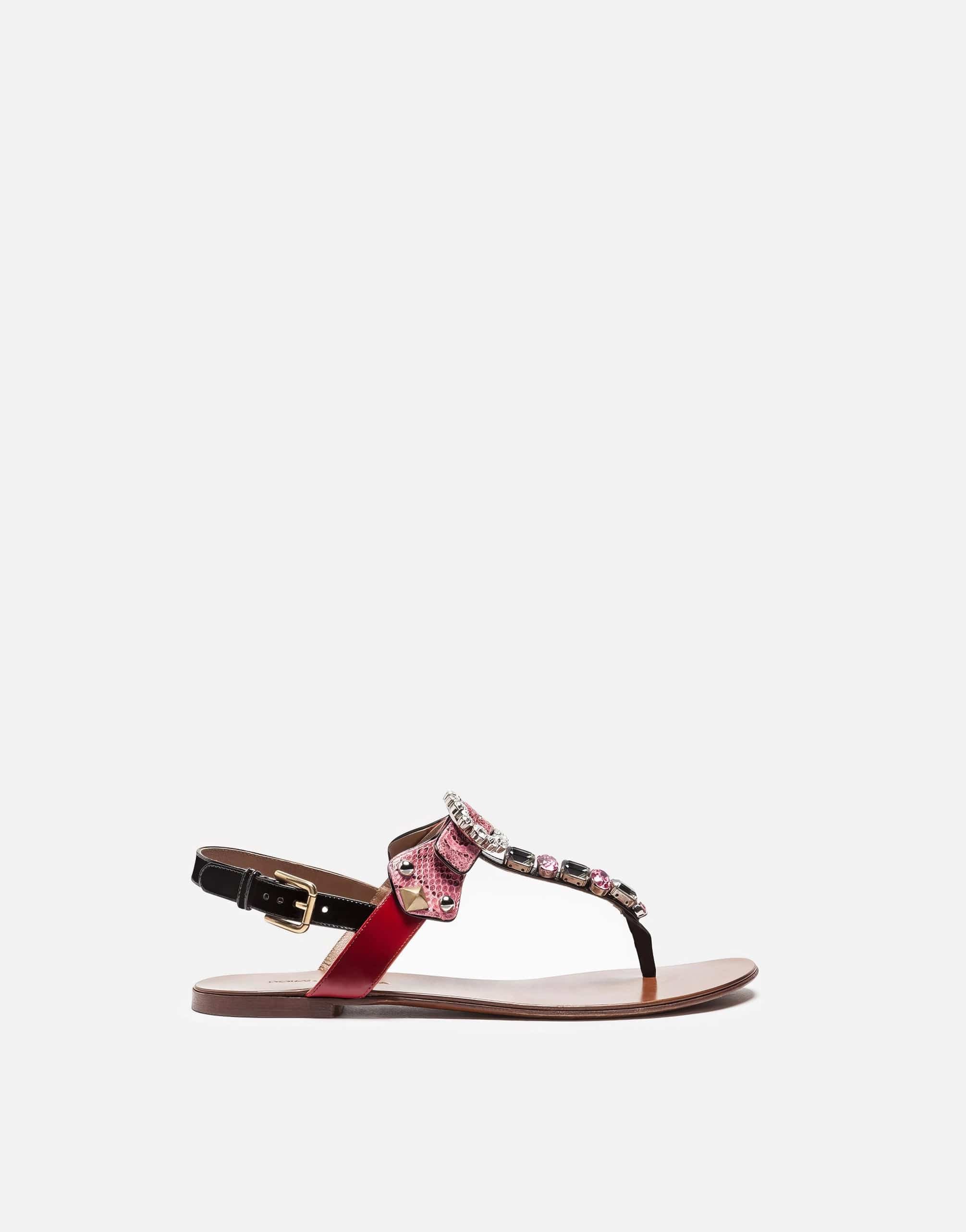 Dolce & Gabbana Ayers Snakeskin Thong Sandals