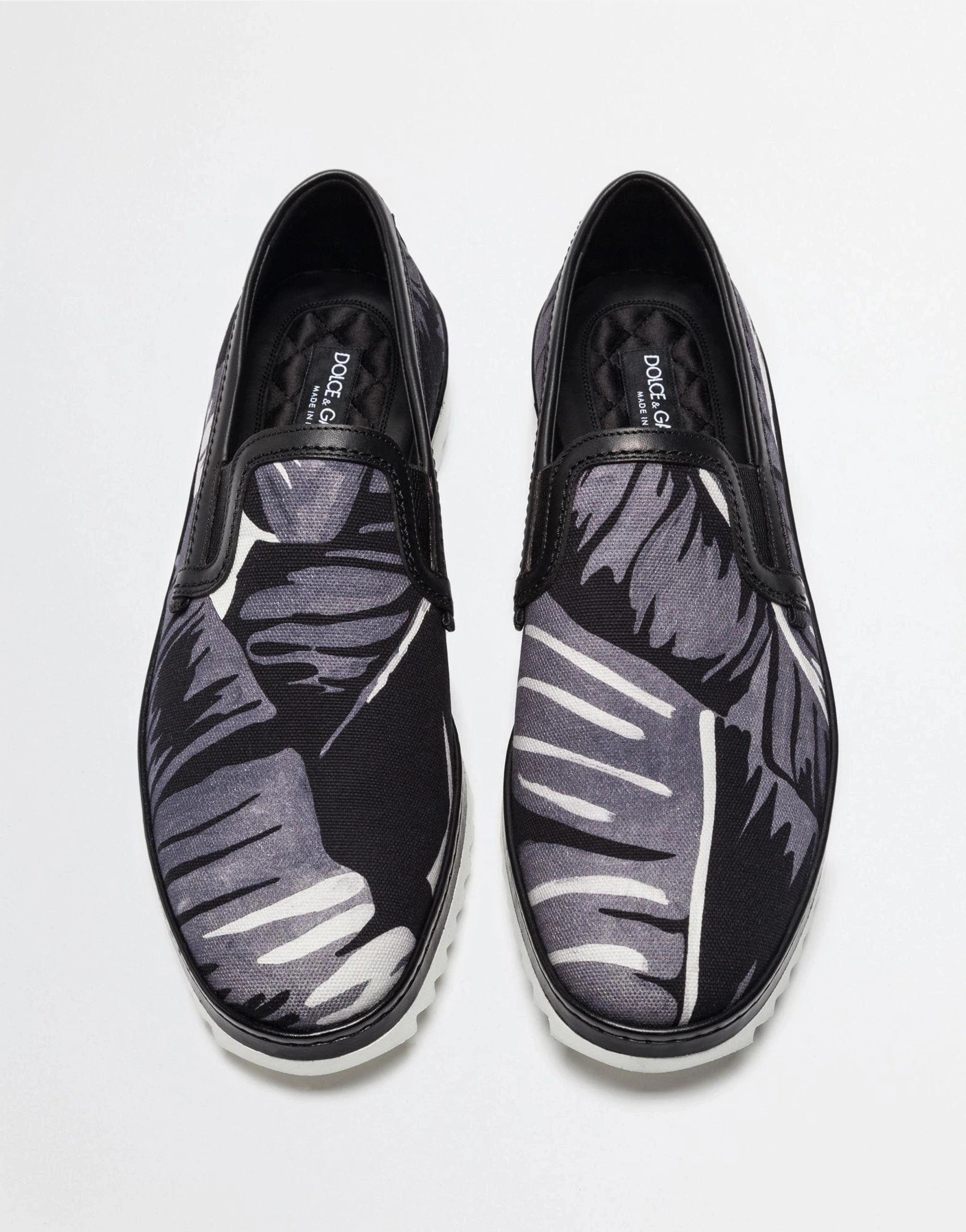 Dolce & Gabbana Banana-Leaf Print Slip-On Canvas Sneakers