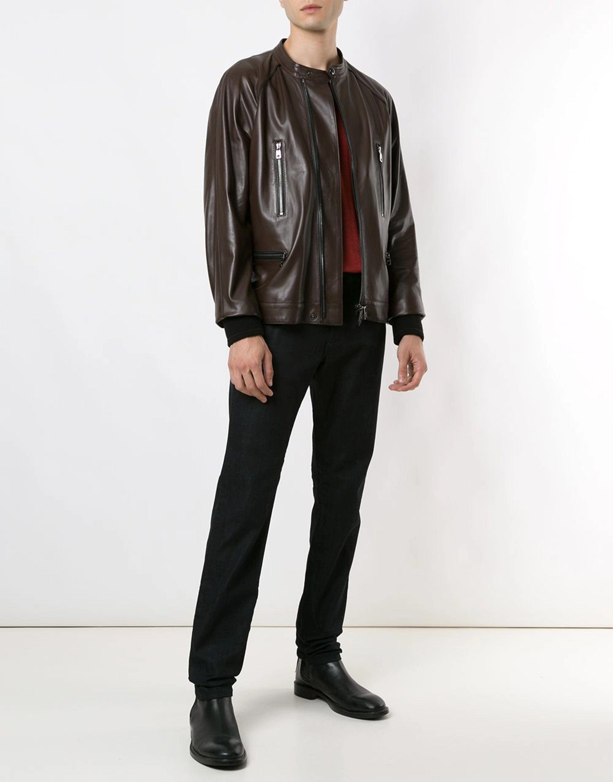 Dolce & Gabbana Band Collar Moto Jacket