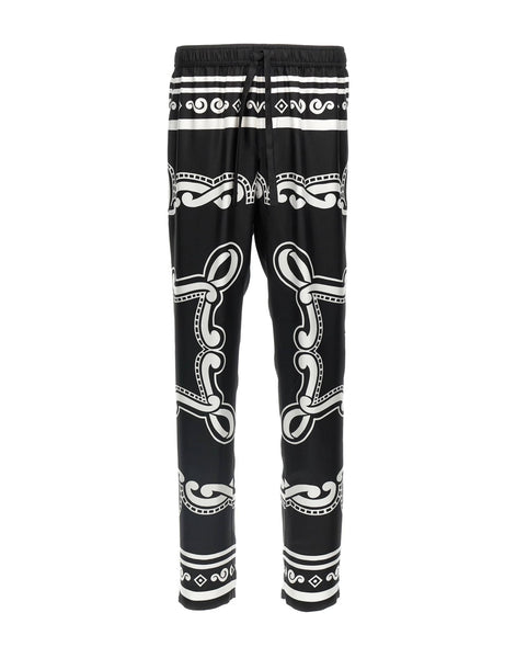 DOLCE&GABBANA ラムレザーパンツ　ゼブラ柄　ブラック　y2k Dolce & Gabbana Bandana-Print Silk Pajama Pants | Sendegaro IT