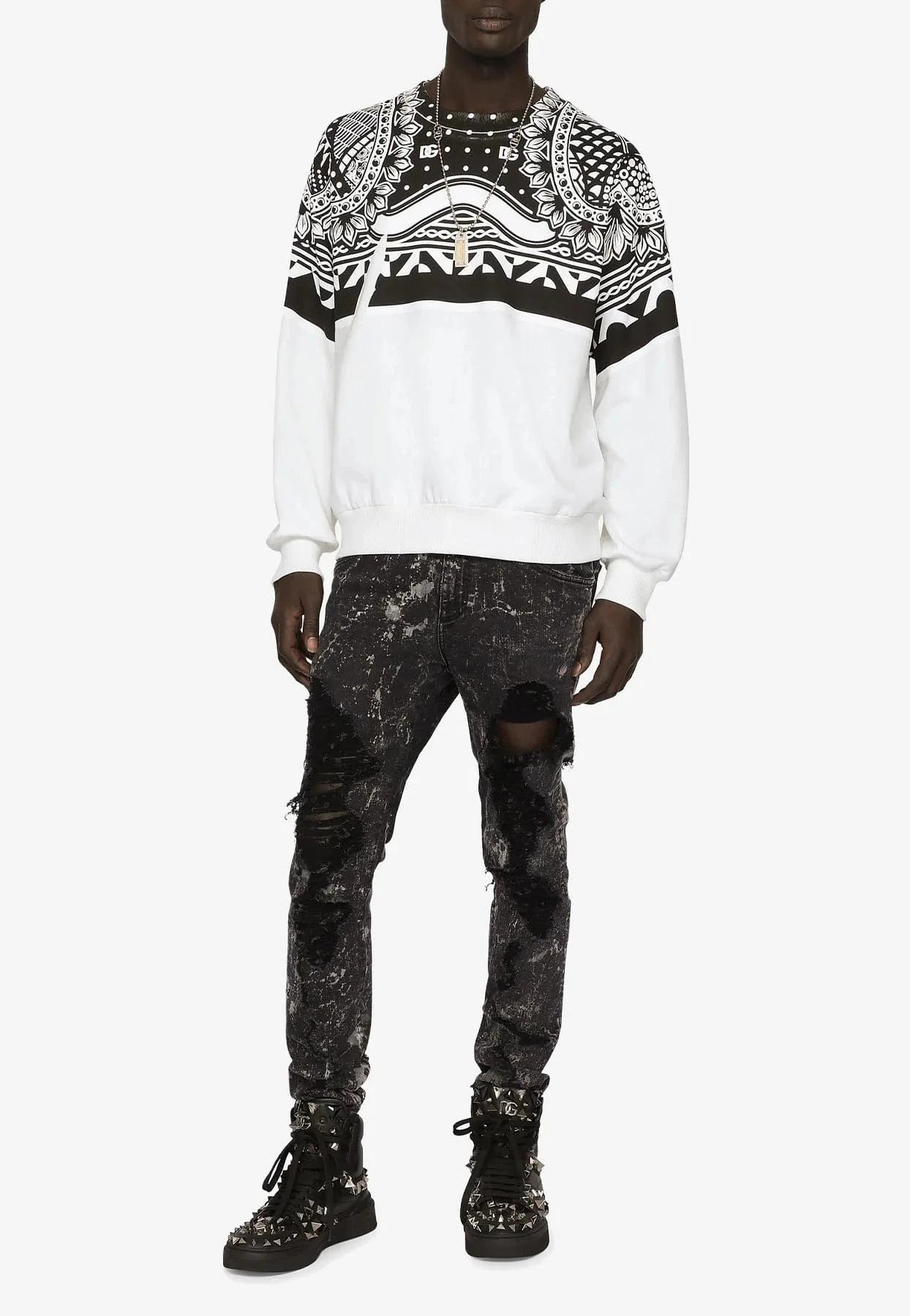 Dolce & Gabbana Bandanna-Print Jersey Sweatshirt