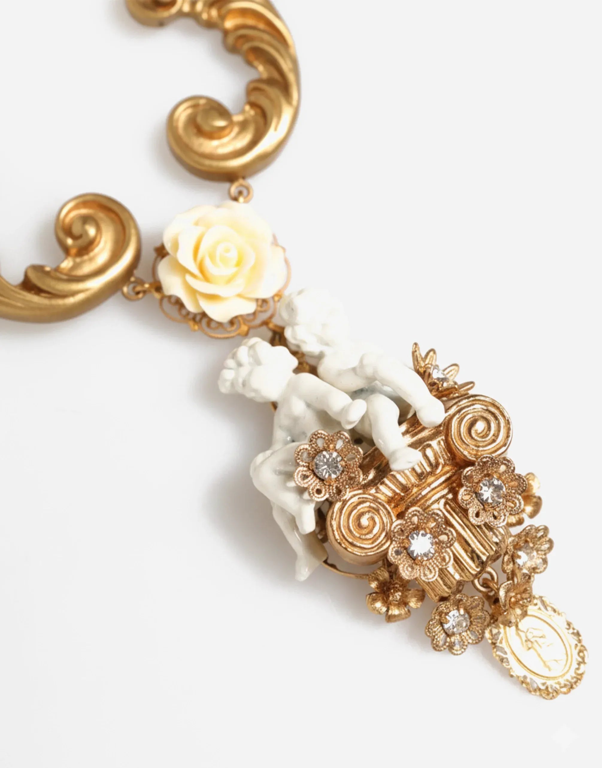Dolce & Gabbana Baroque Cherubim Rose Cameo Necklace