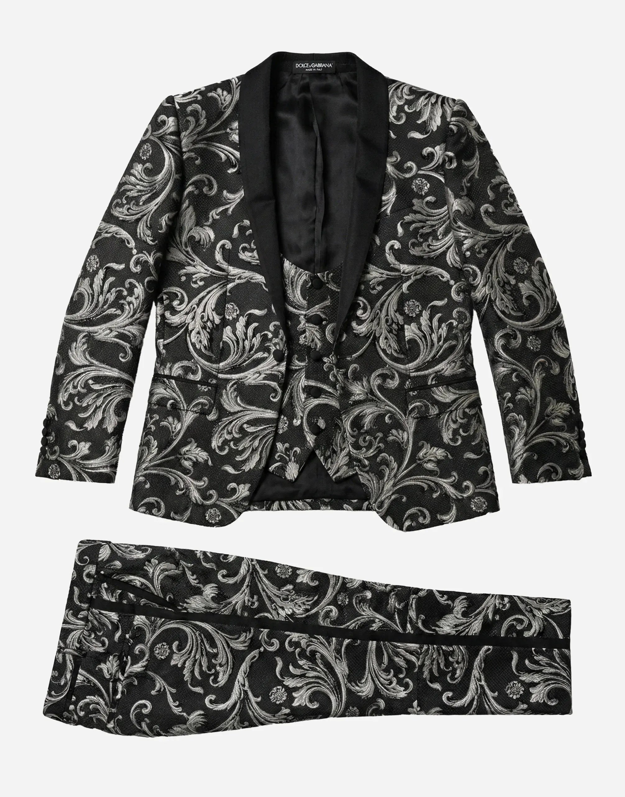 Dolce & Gabbana Baroque Jacquard Martini-Fit Three-Piece Suit