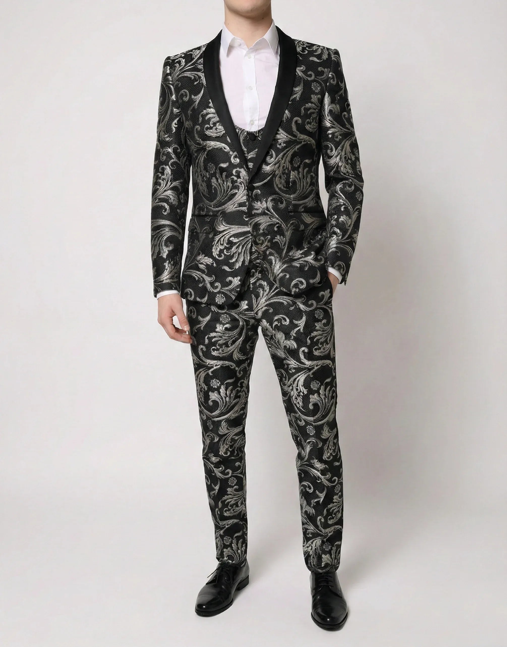 Dolce & Gabbana Baroque Jacquard Martini-Fit Three-Piece Suit