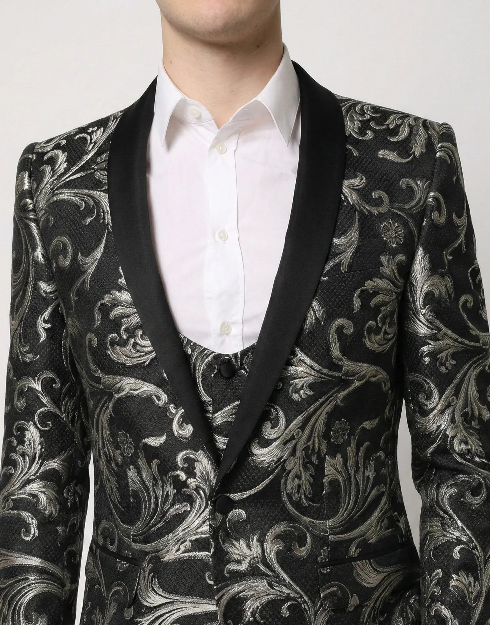 Dolce & Gabbana Baroque Jacquard Martini-Fit Three-Piece Suit