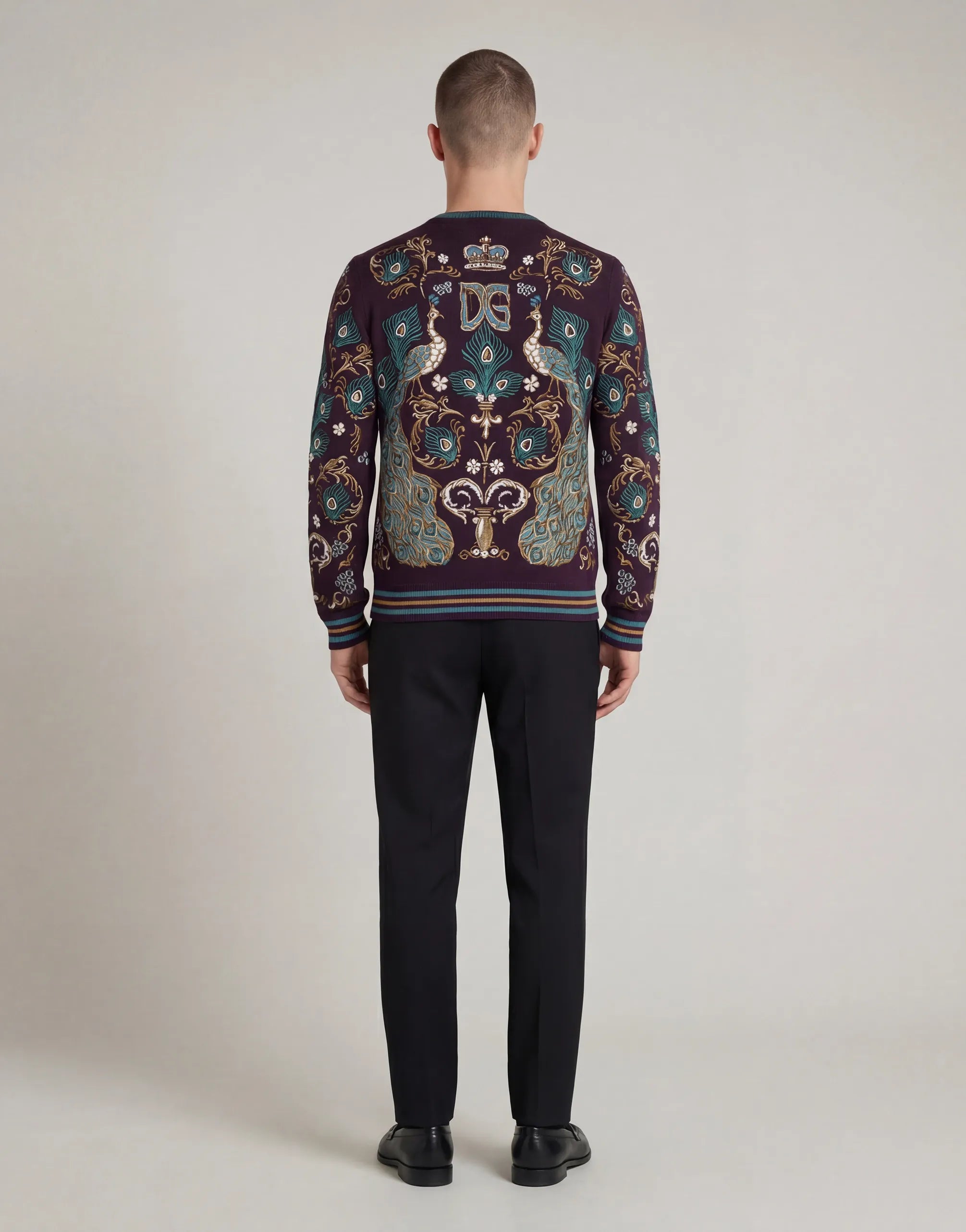 Dolce & Gabbana Baroque Peacock Knit Sweater