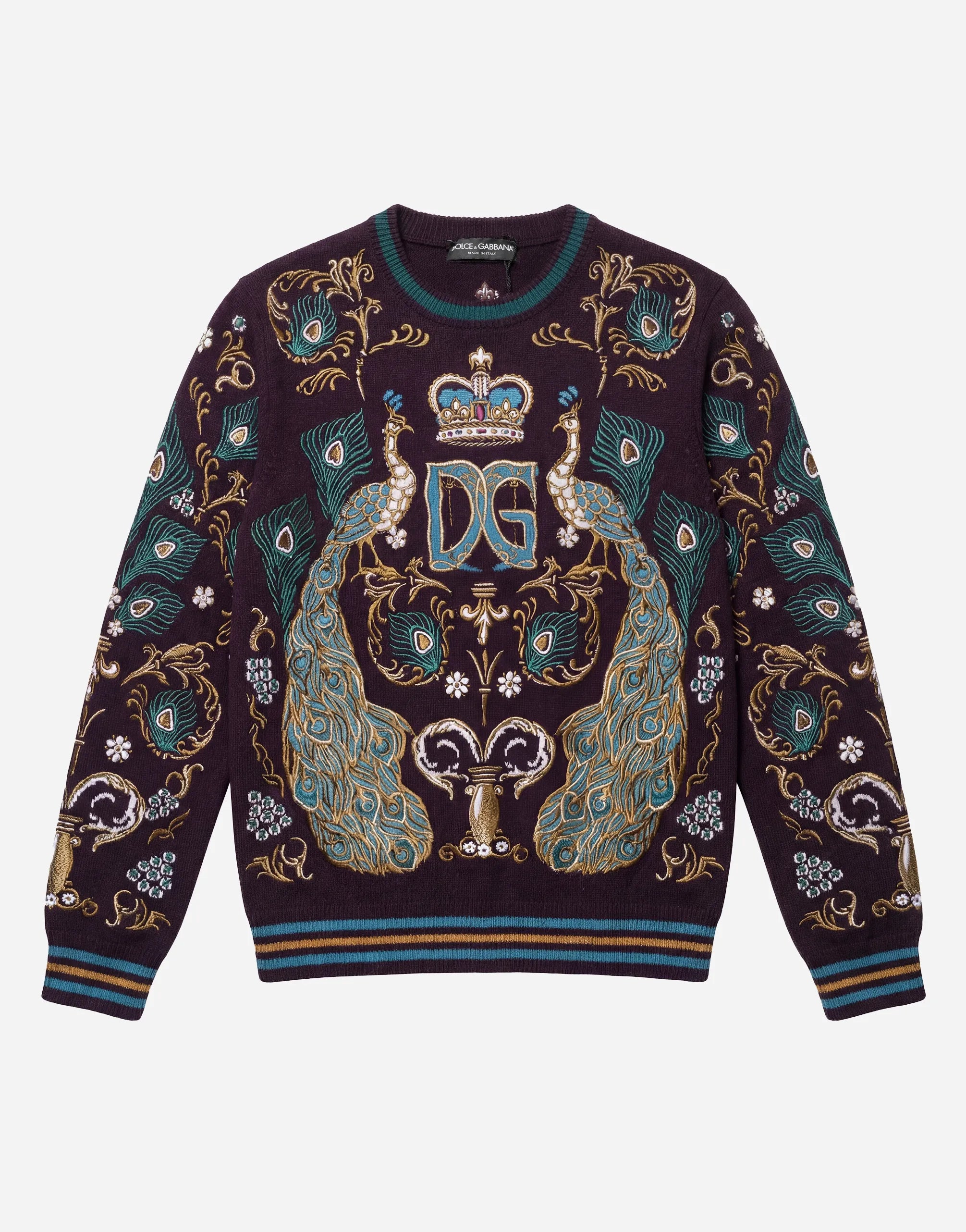 Dolce & Gabbana Baroque Peacock Knit Sweater