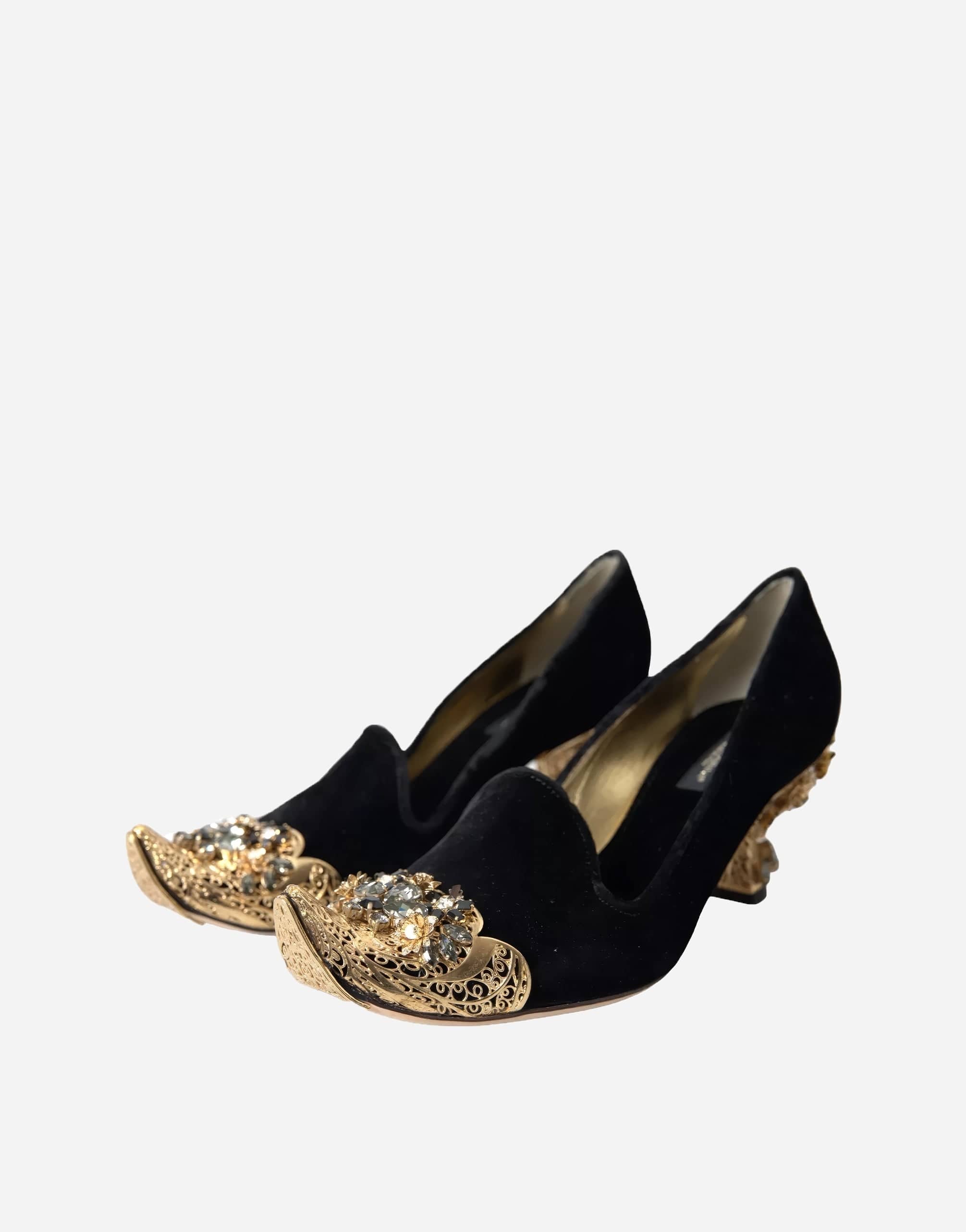 Dolce & Gabbana Baroque Velvet Pumps