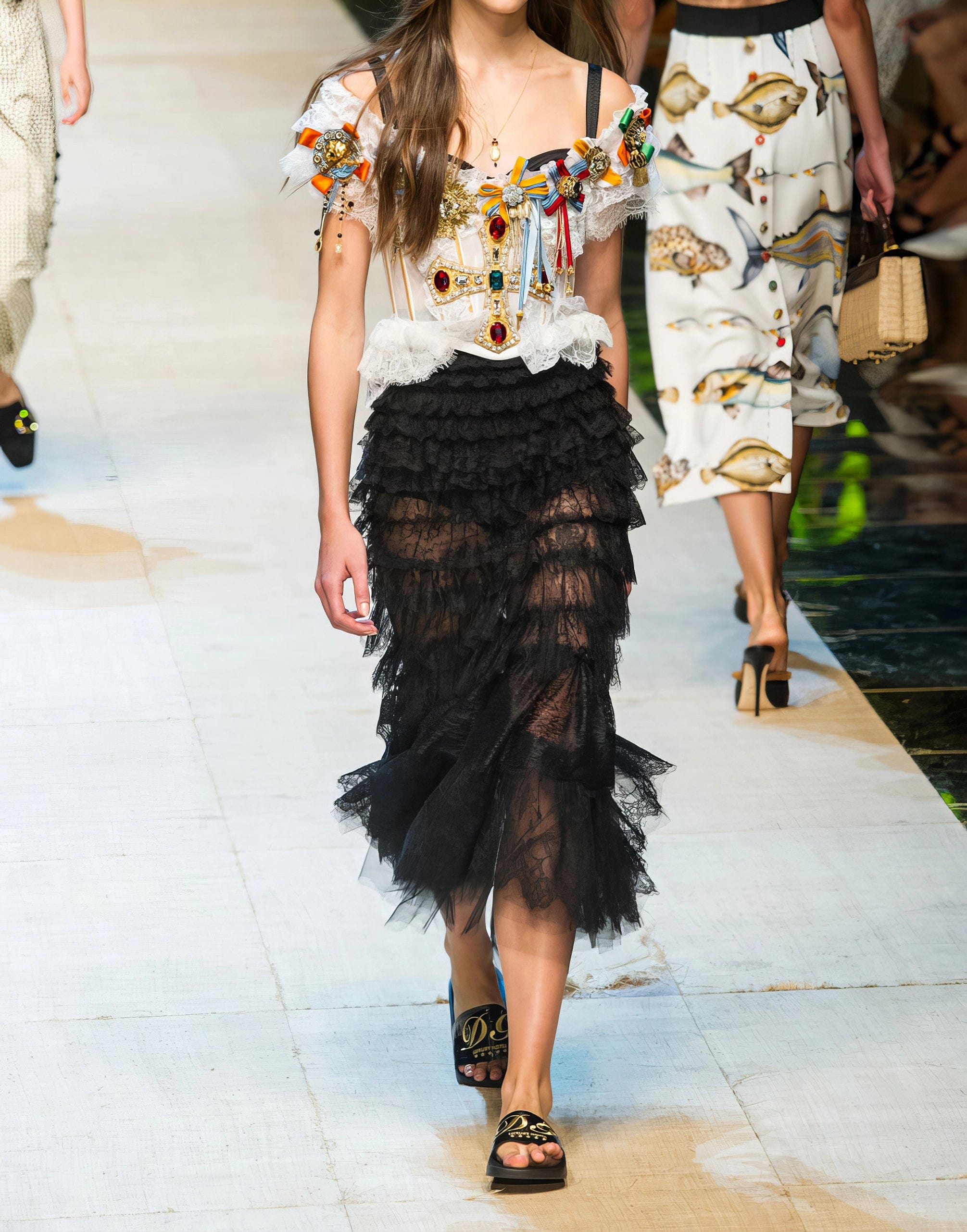 Dolce & Gabbana Beachwear Slide With Embroidered DG
