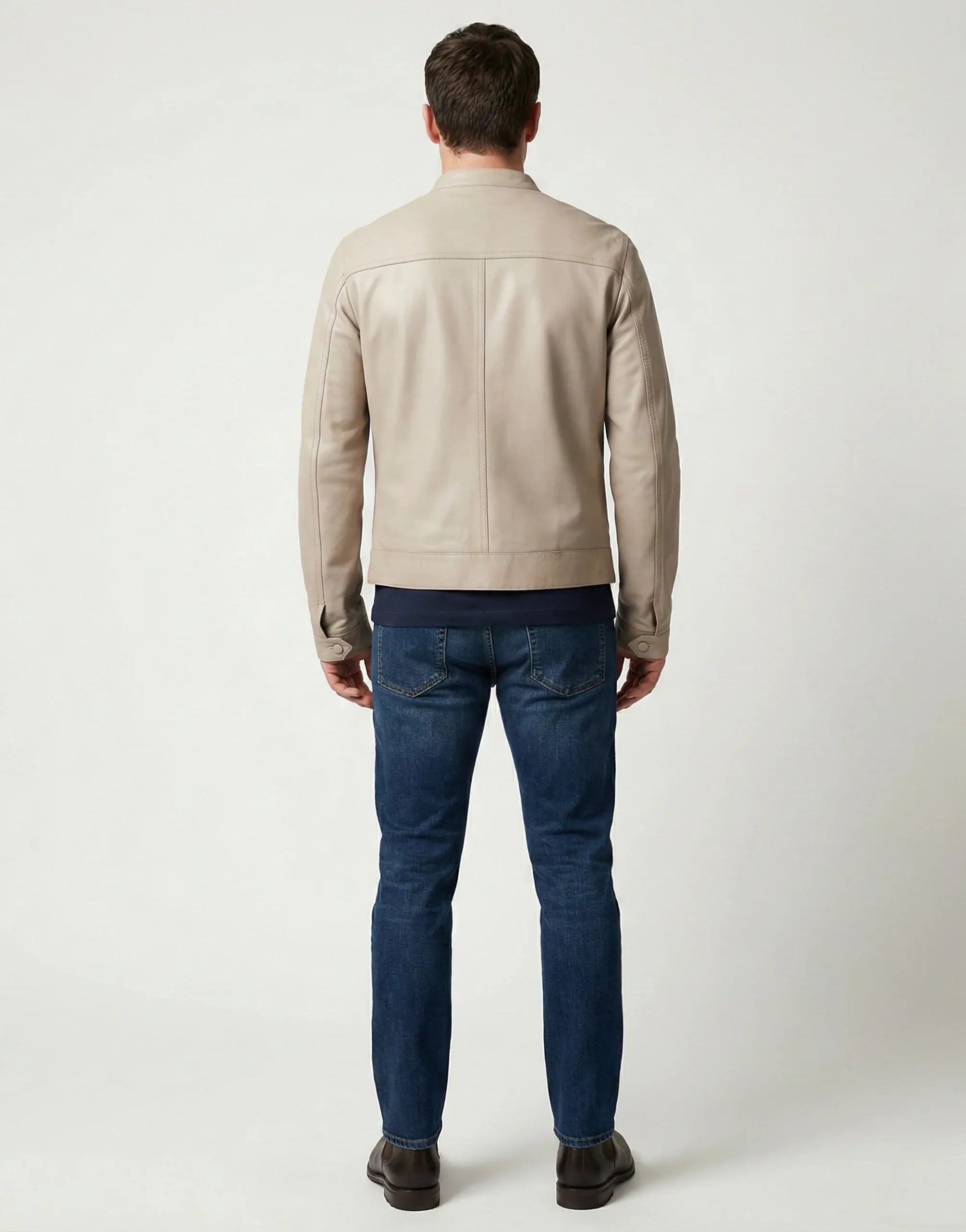 Dolce & Gabbana Beige Leather Zip-Up Jacket