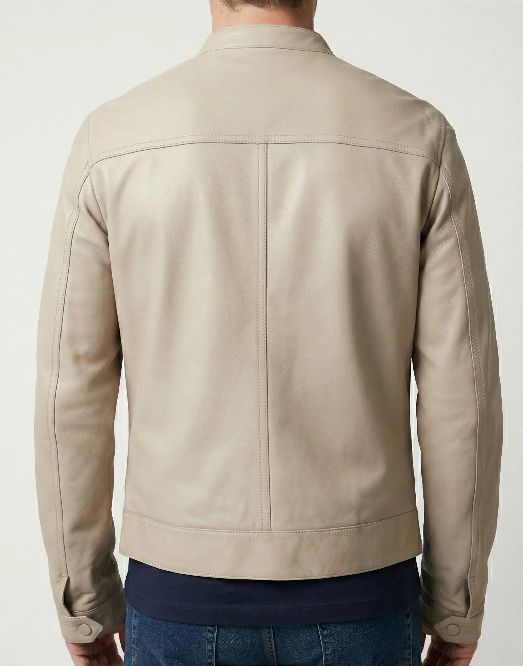 Dolce & Gabbana Beige Leather Zip-Up Jacket