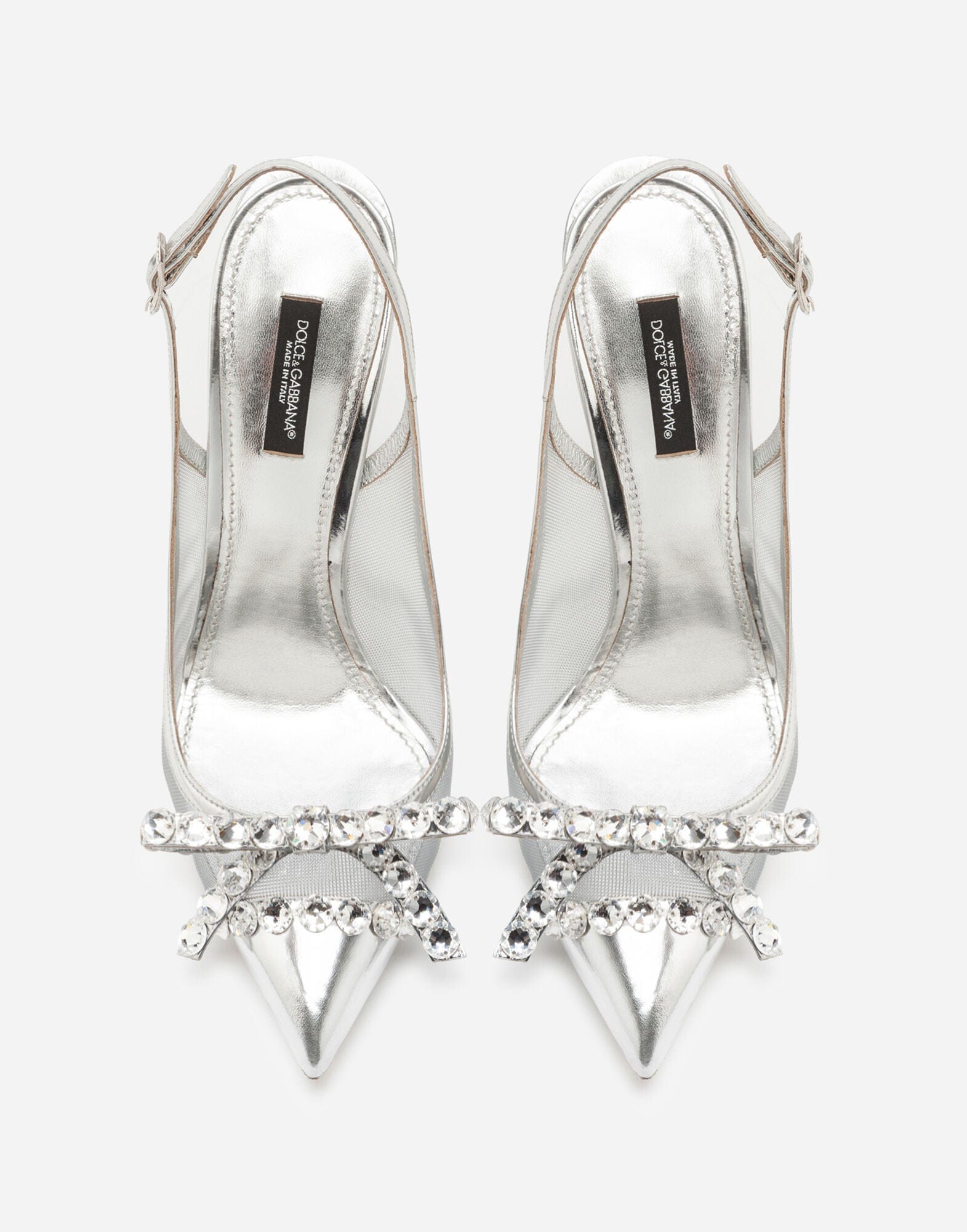 Dolce & Gabbana Bejeweled Bow Mesh Slingbacks