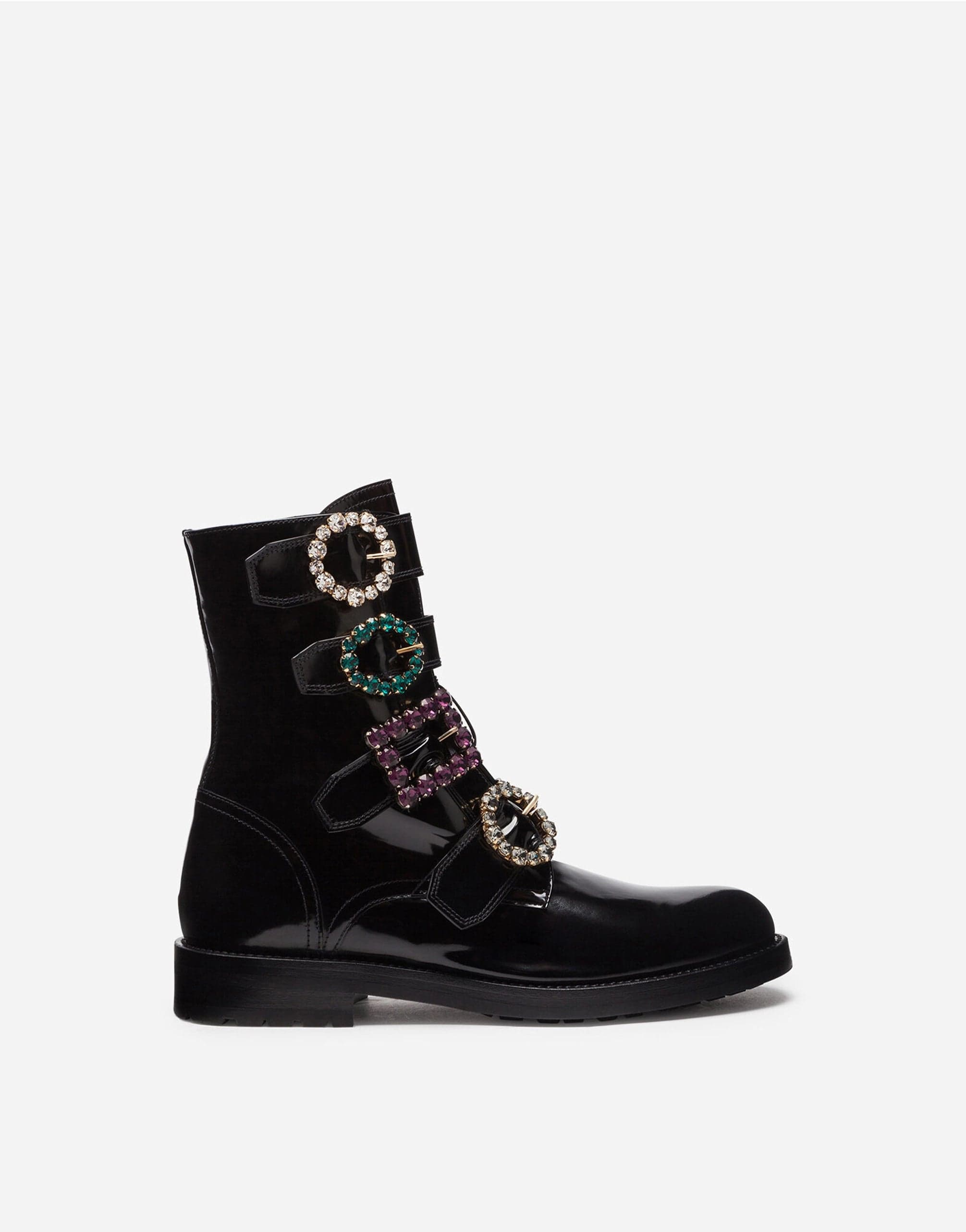 Dolce & Gabbana Bejeweled Buckles Combat Boots