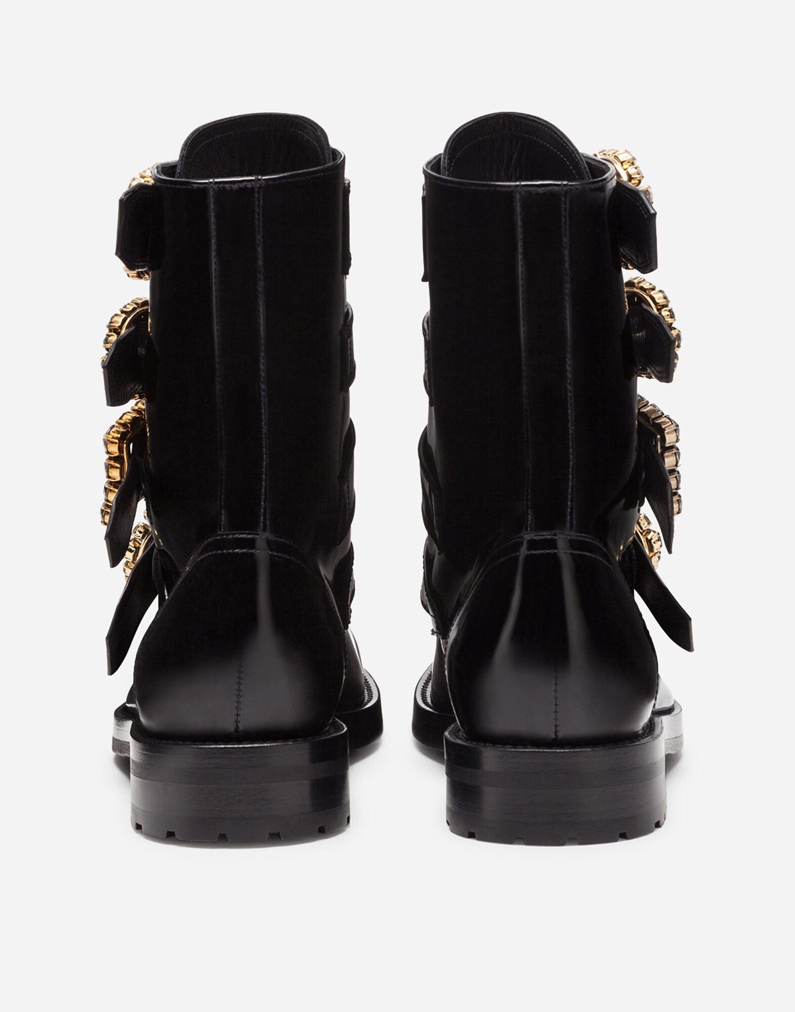 Dolce & Gabbana Bejeweled Buckles Combat Boots