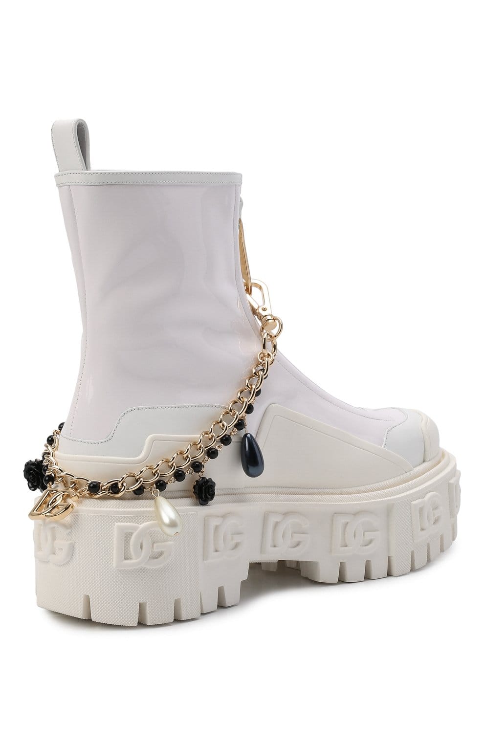 Dolce & Gabbana Dolce & Gabbana Bejeweled Chain And DG Logo Ankle Boots