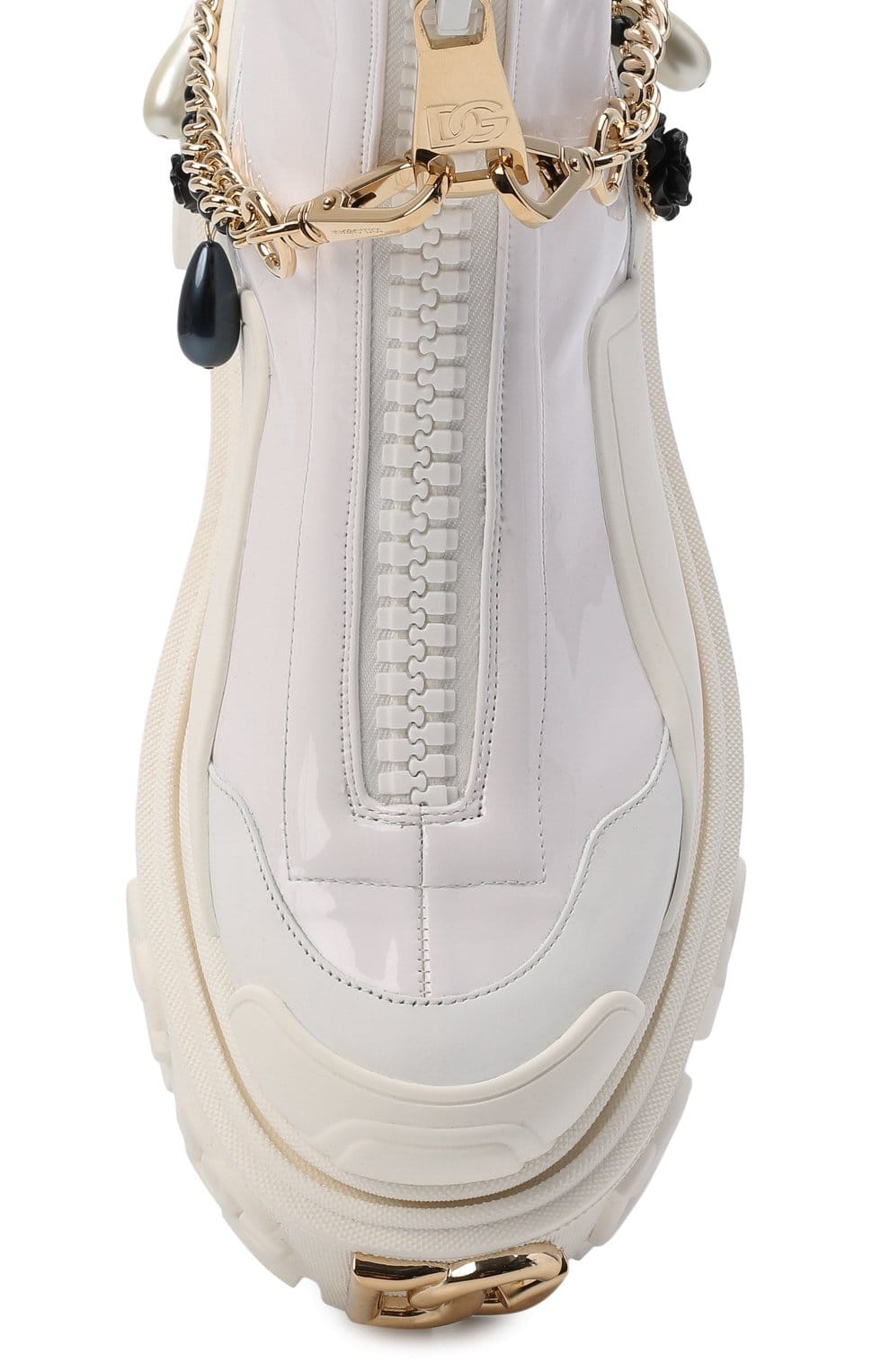 Dolce & Gabbana Bejeweled Chain DG Logo Ankle Boots