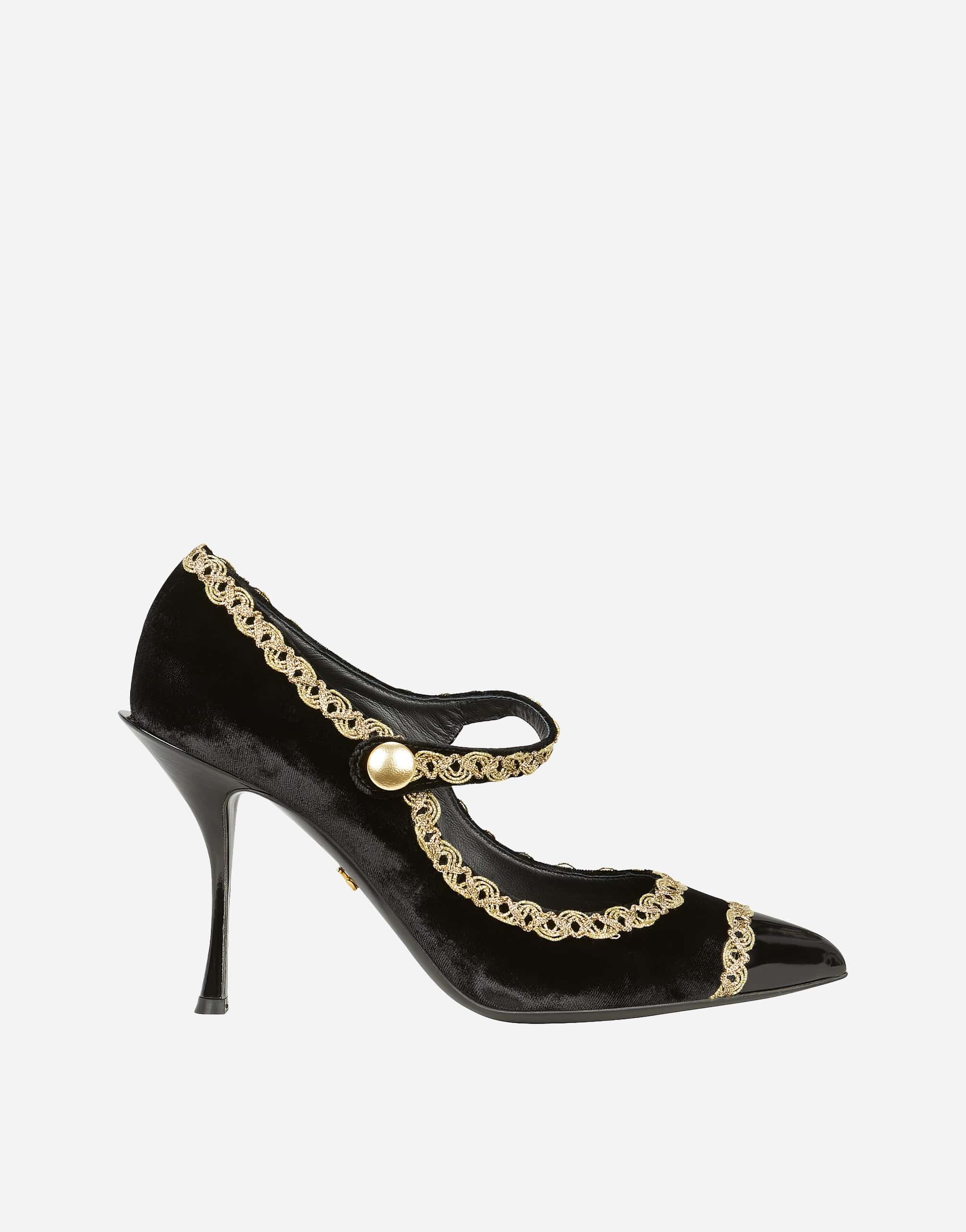 Dolce & Gabbana Bejeweled Velvet Mary Jane Pumps