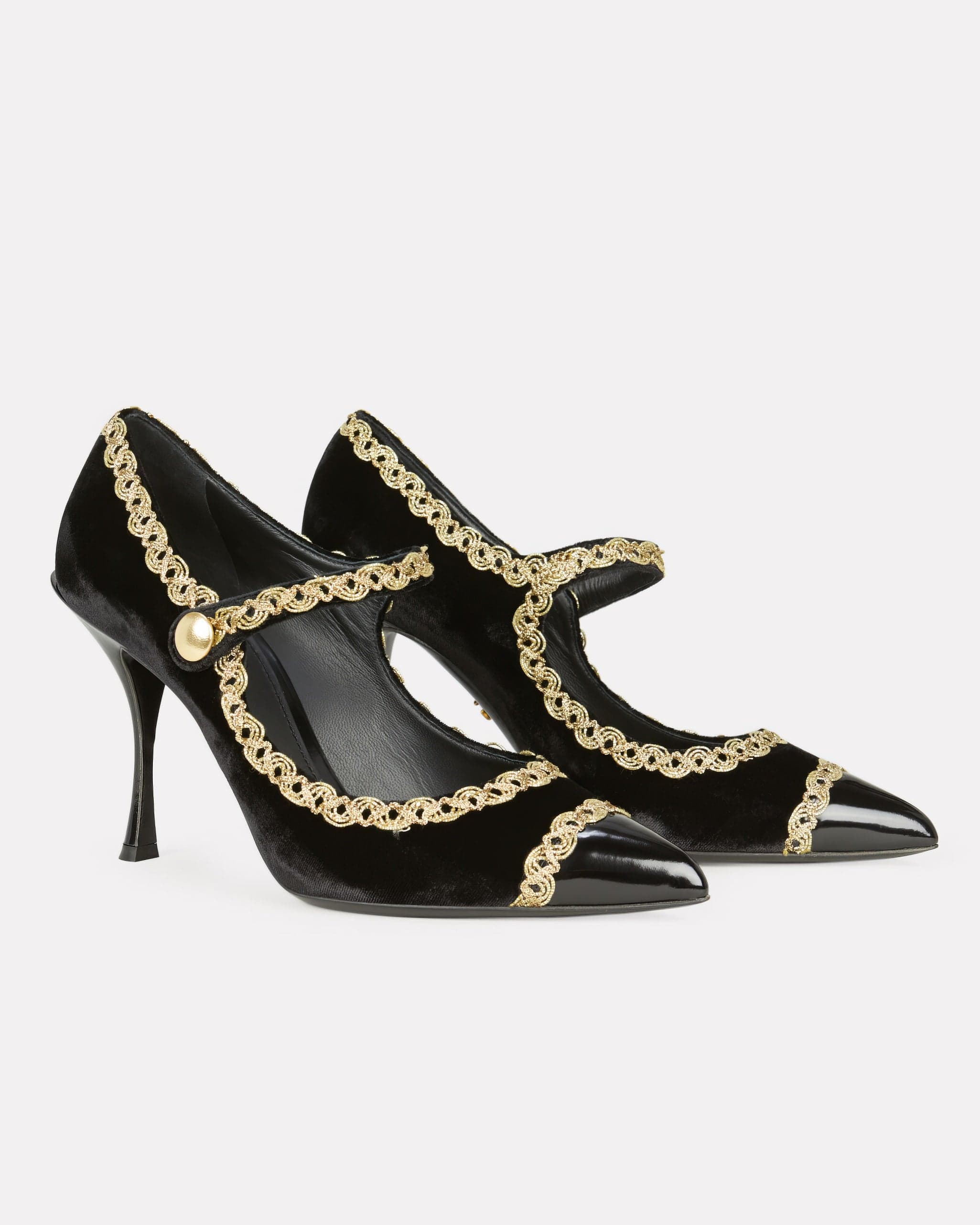 Dolce & Gabbana Bejeweled Velvet Mary Jane Pumps