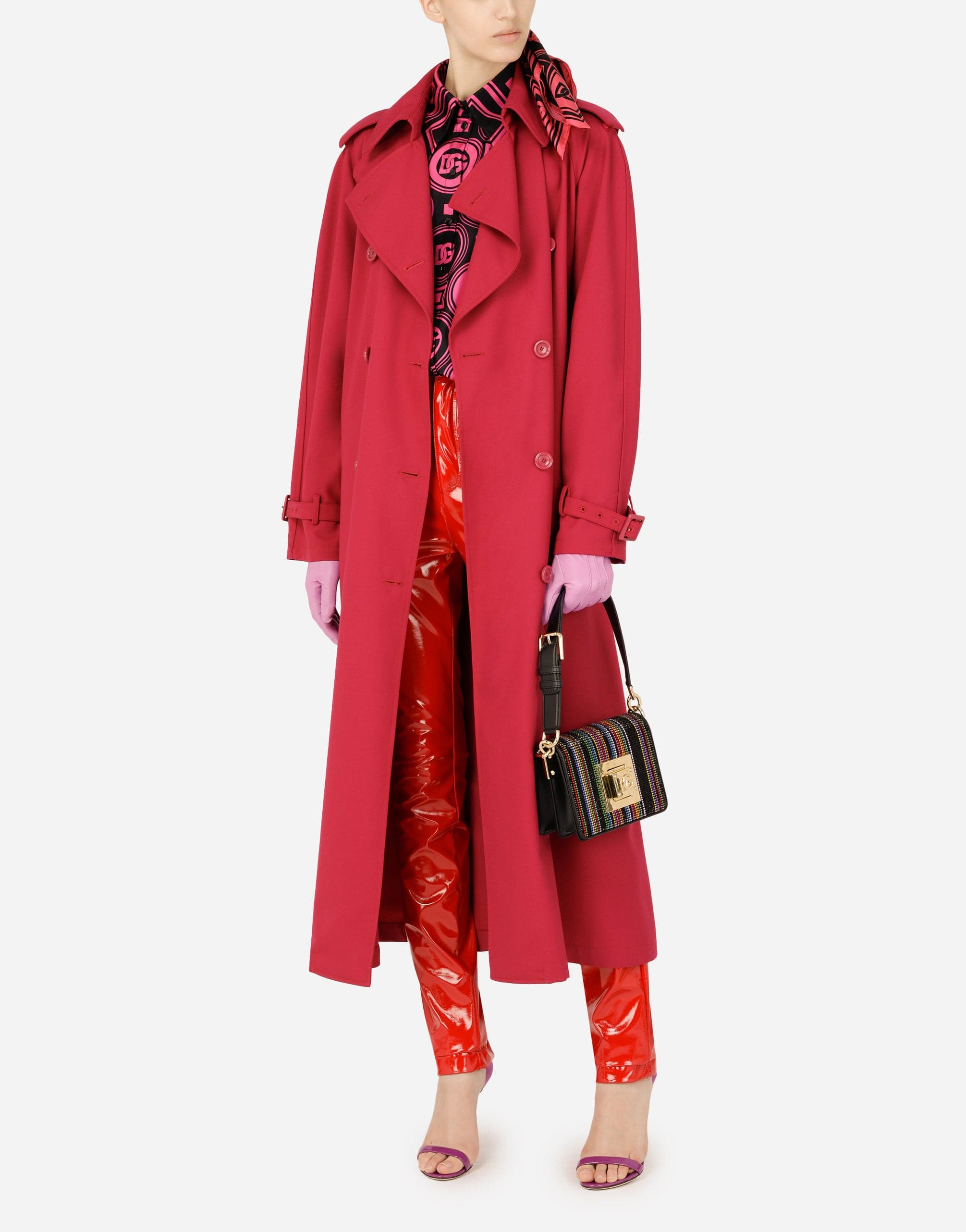 Dolce & Gabbana Belted Trench Coat In Grenade