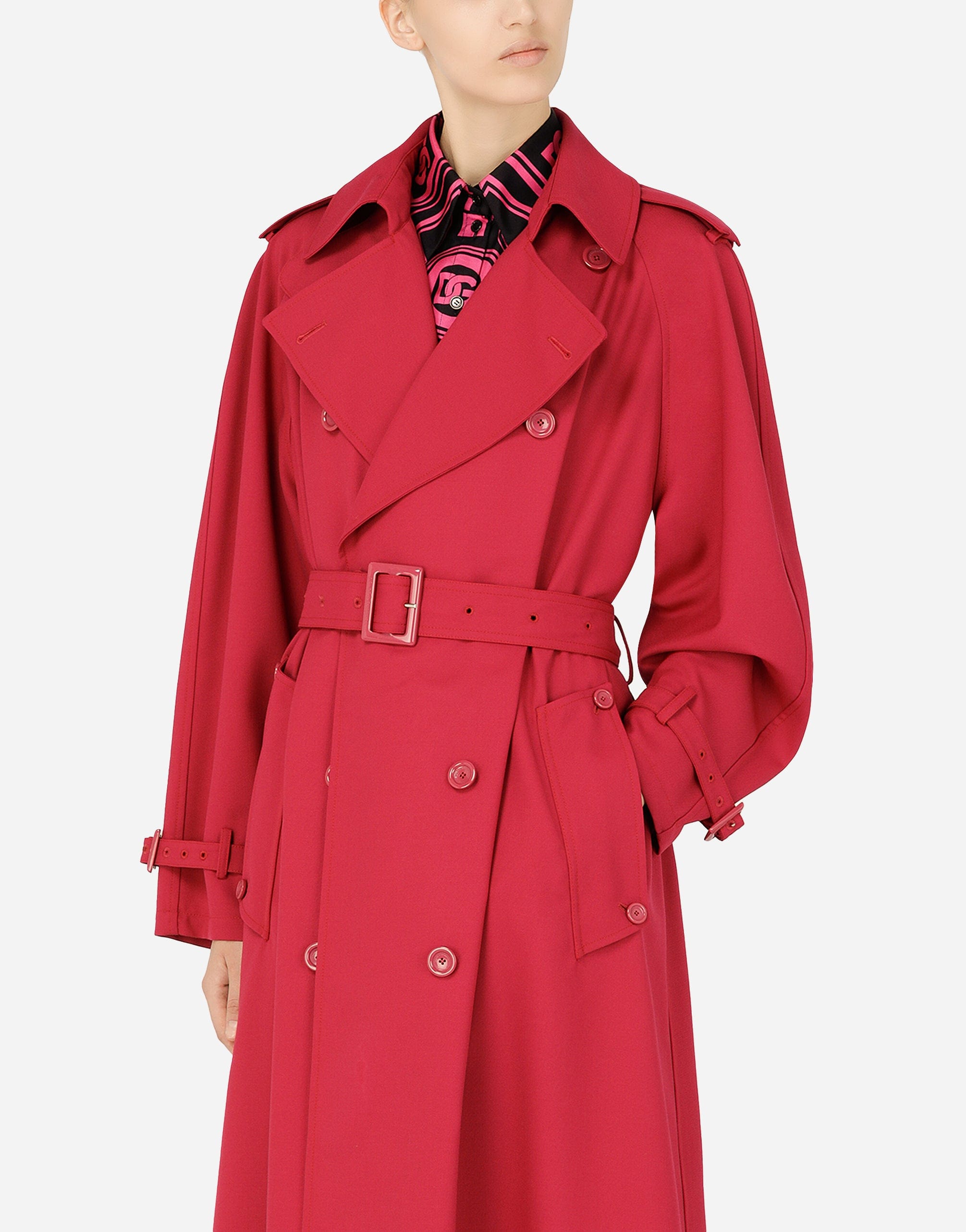 Dolce & Gabbana Belted Trench Coat In Grenade