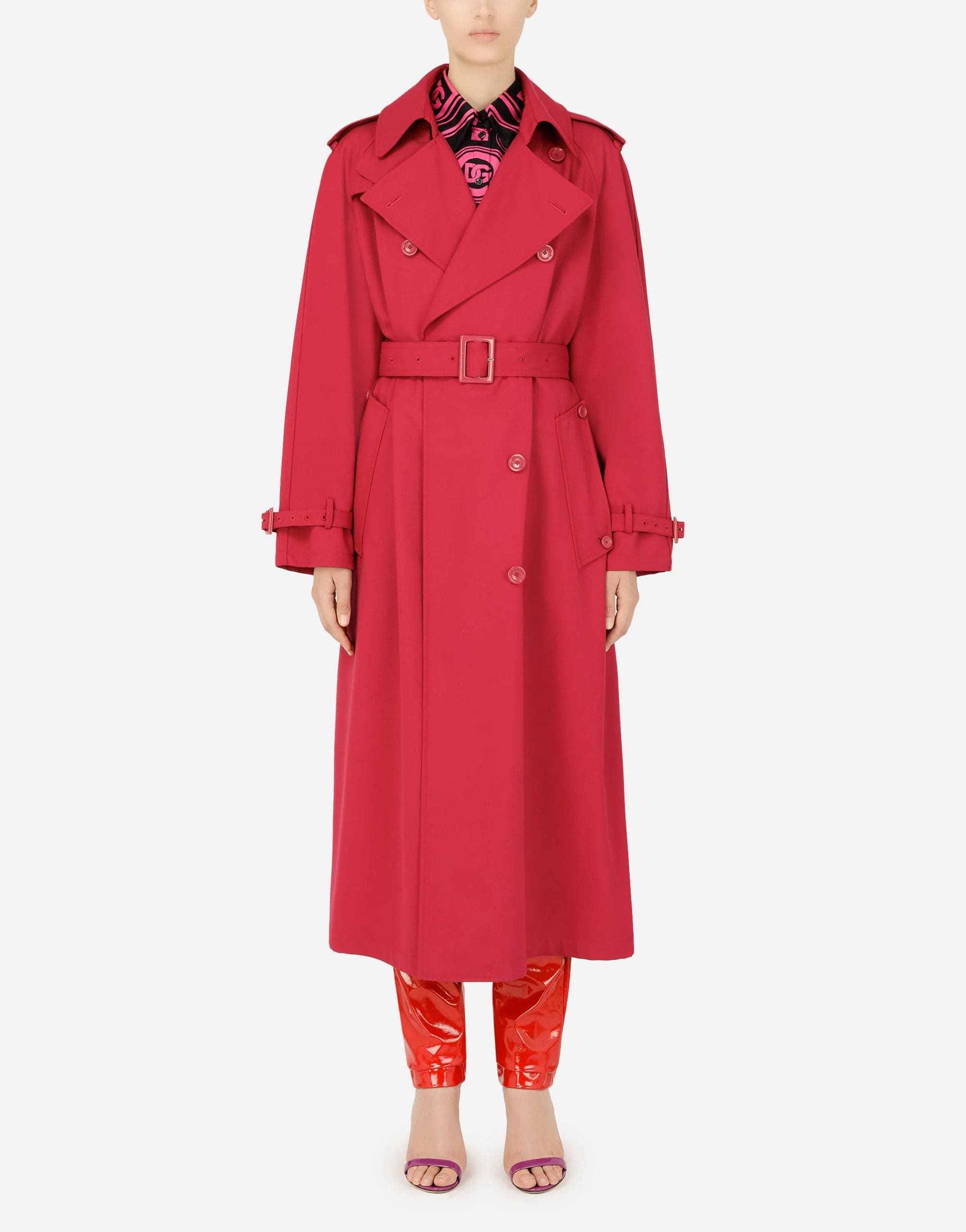 Dolce & Gabbana Belted Trench Coat In Grenade