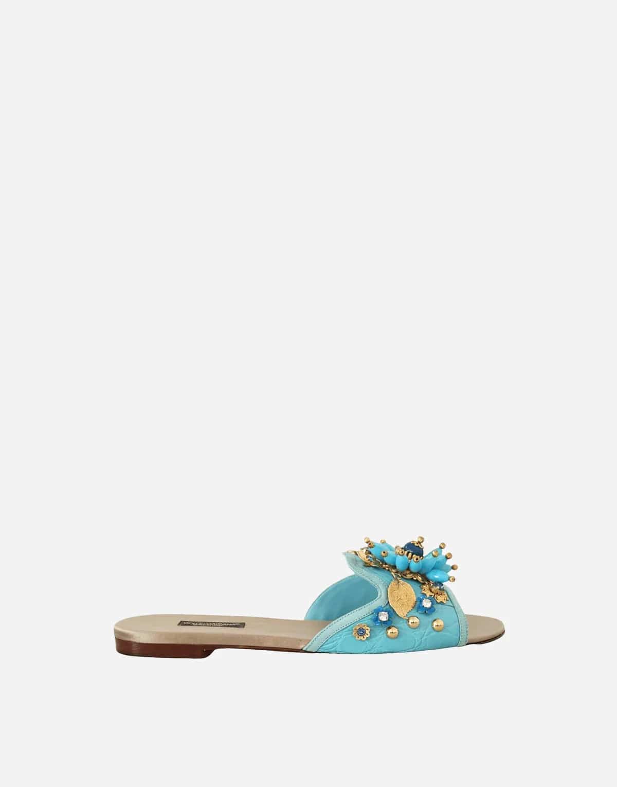 Dolce & Gabbana Bianca Floral Embellished Sandals