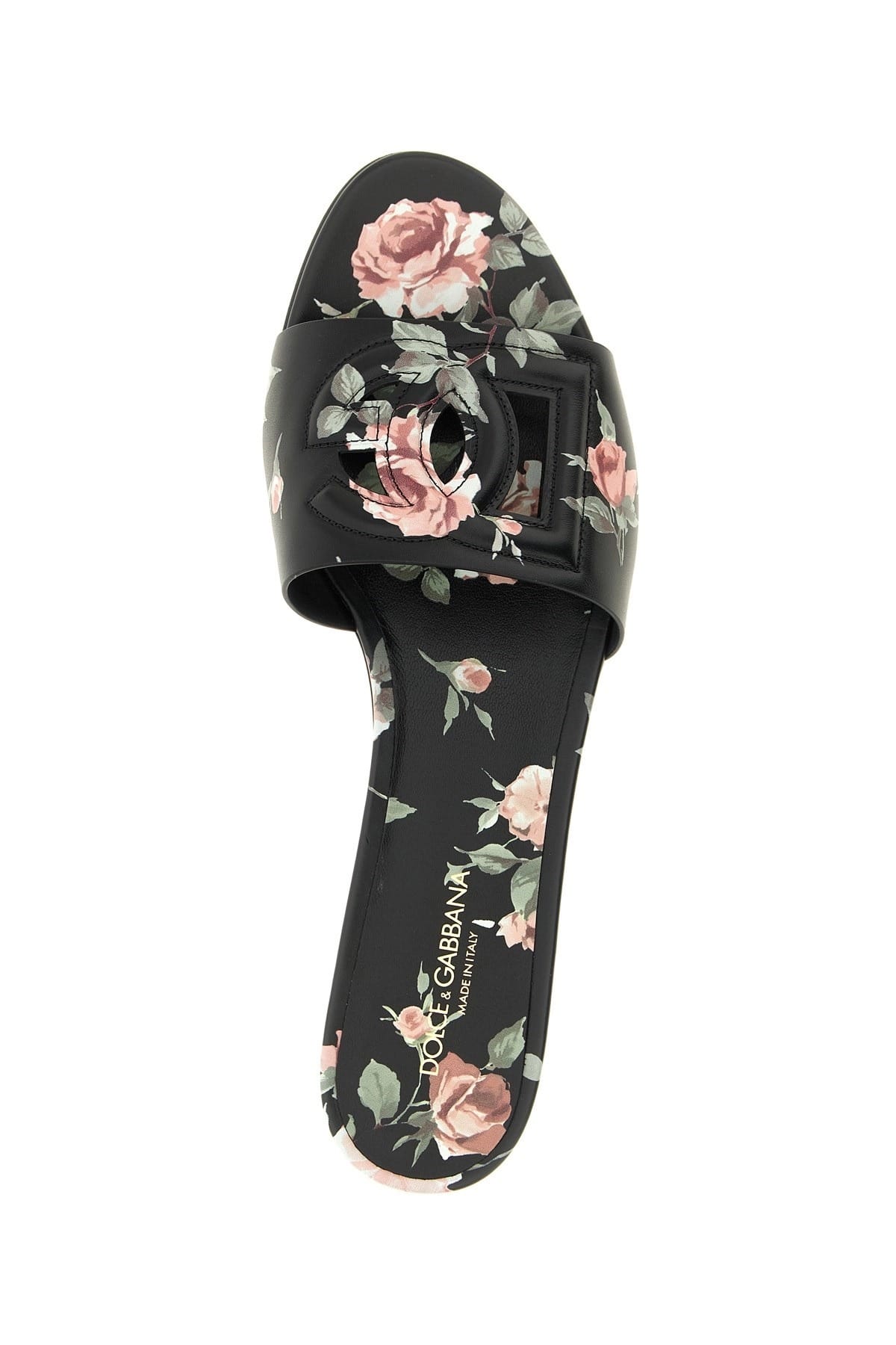 Dolce & Gabbana Dolce & Gabbana Bianca Rose-Print Slides