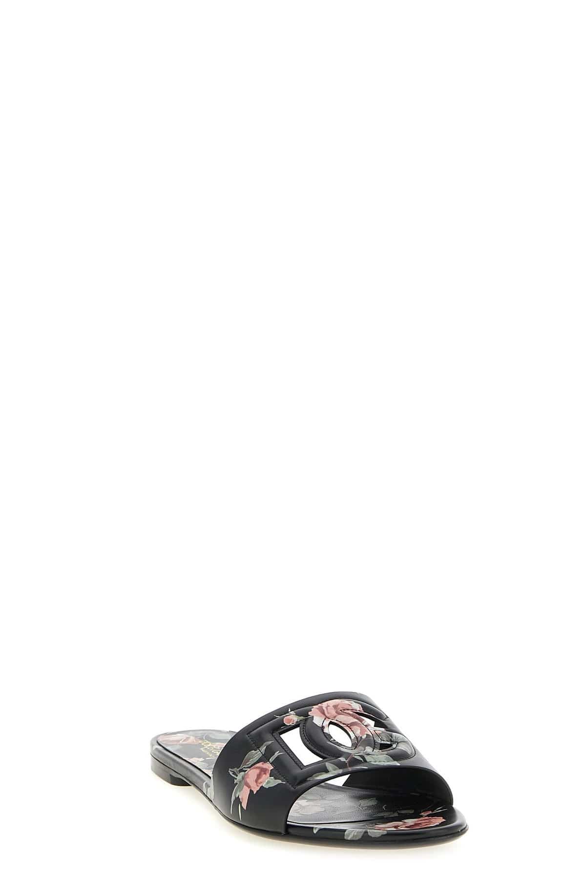 Dolce & Gabbana Bianca Pantoletten mit Rosenprint - alternate view