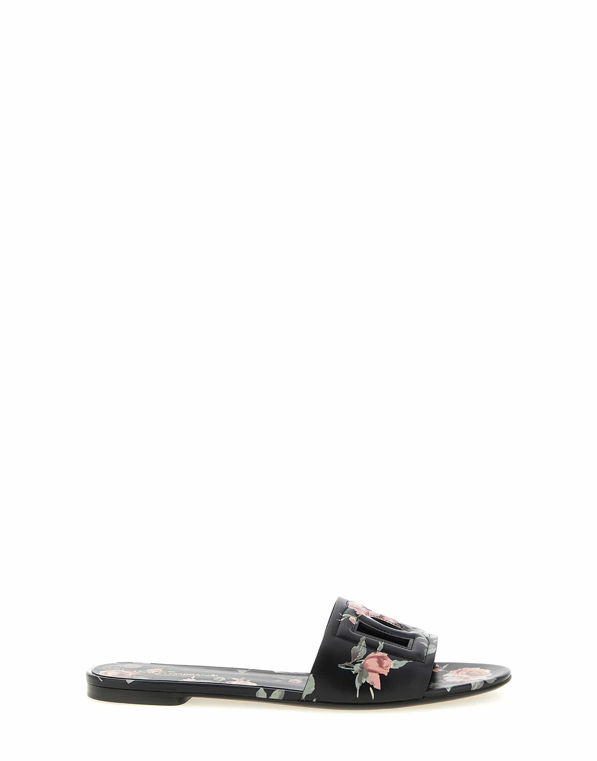 Dolce & Gabbana Dolce & Gabbana Bianca Rose-Print Slides