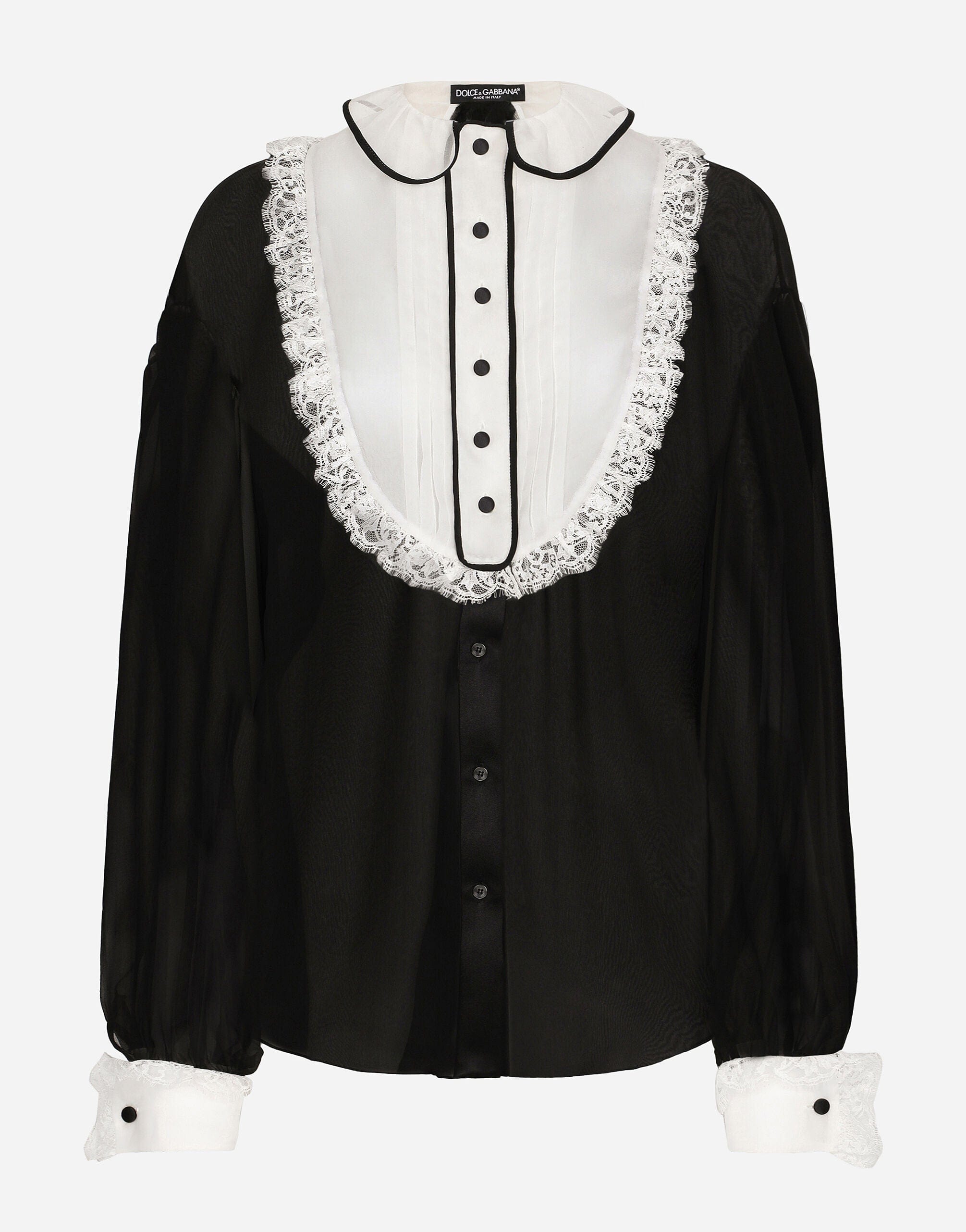 Dolce & Gabbana Bib-Collar Silk-Blend Shirt