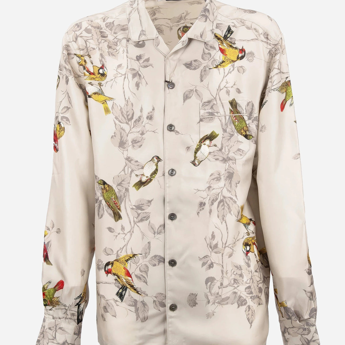 Dolce & Gabbana Bird-Print Silk Pyjama Shirt | Sendegaro JP
