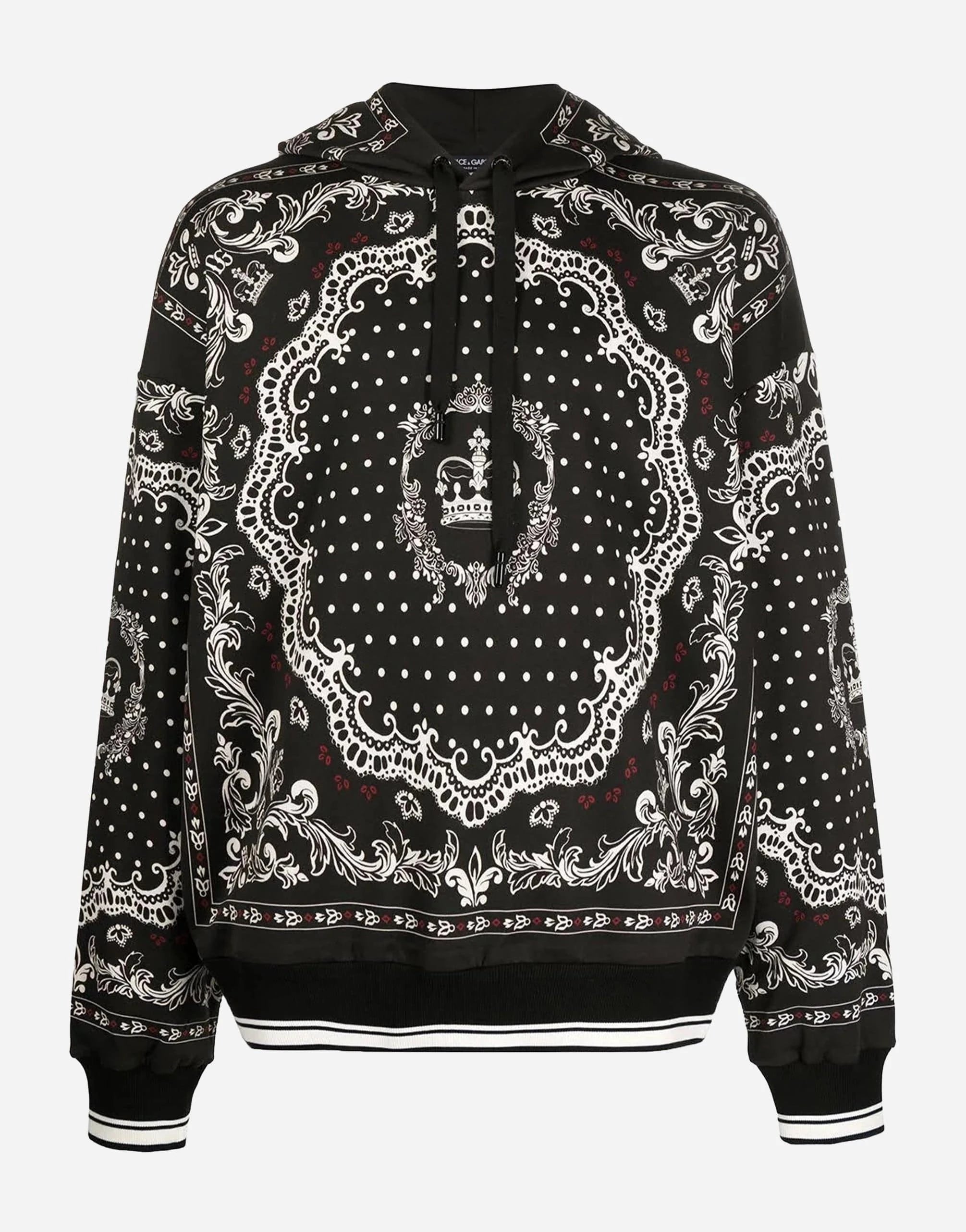 Dolce & Gabbana Black And White Bandana Hoodie