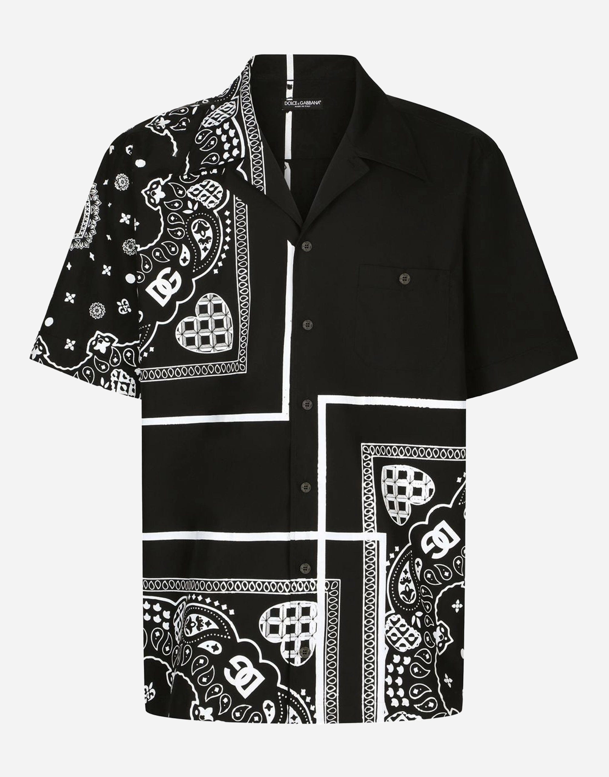 Dolce & Gabbana Black Bandana Print Cotton Shirt