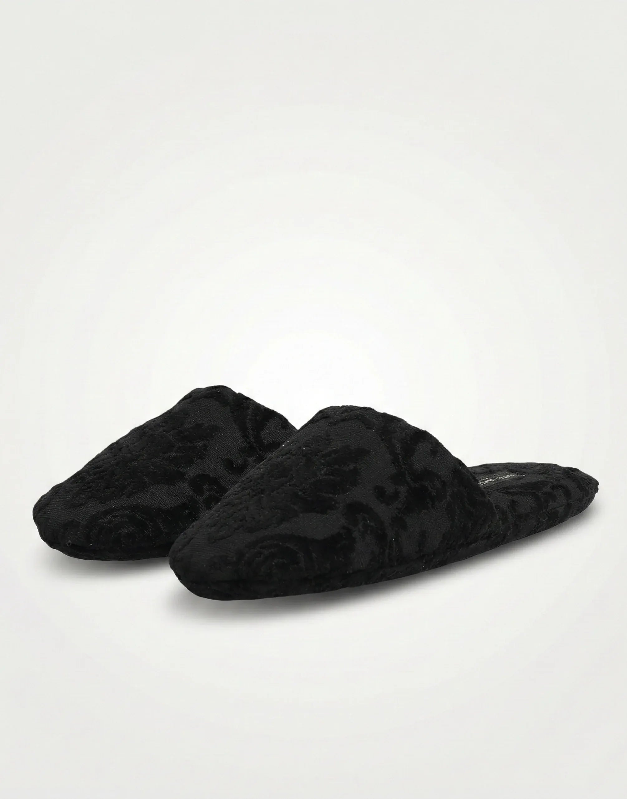 Dolce & Gabbana Black Baroque Jacquard Slides