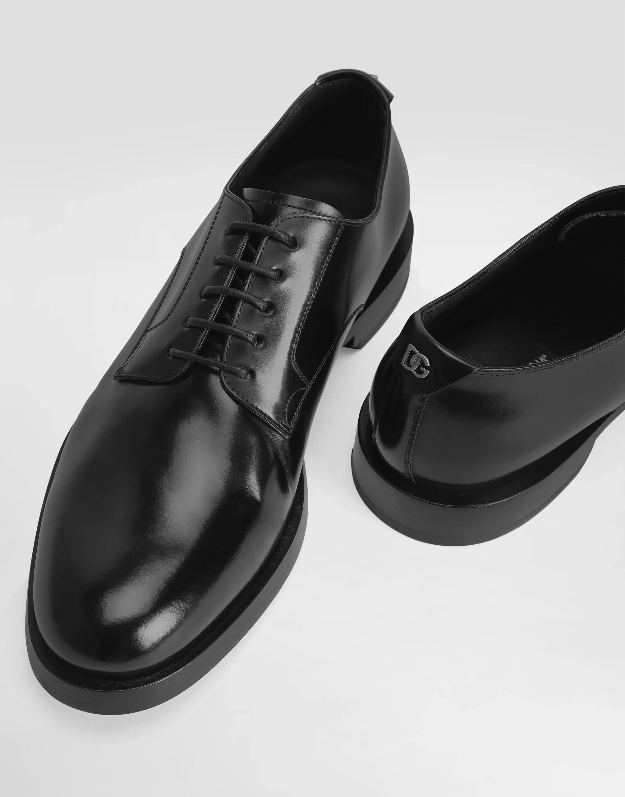 Dolce & Gabbana Black Brushed Leather Derby Shoes